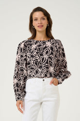 Blouse pour femme par Kaffe | 10509607 Noir/Beige Clair | Boutique Vvög, vêtements mode pour homme et femme