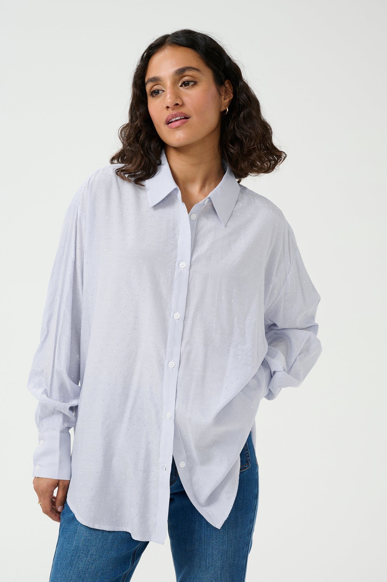 Blouse pour femme par Kaffe | 10509799 Bleu/Rayure Blanche | Boutique Vvög, vêtements mode pour homme et femme