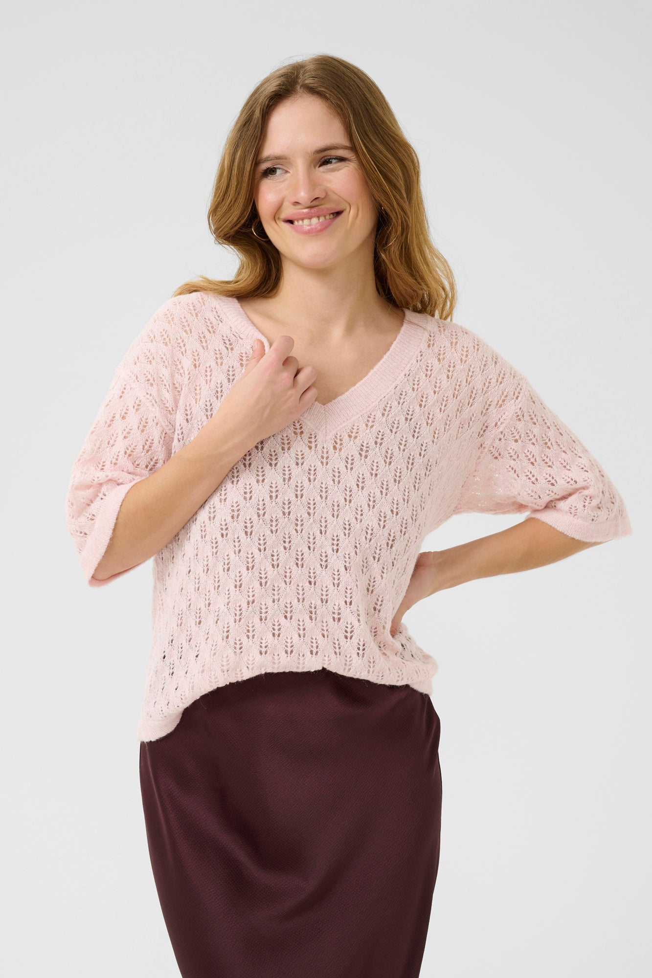 Chandail troué pour femme par Kaffe | 10510171 Mélangé Lotus | Boutique Vvög, vêtements mode pour homme et femme