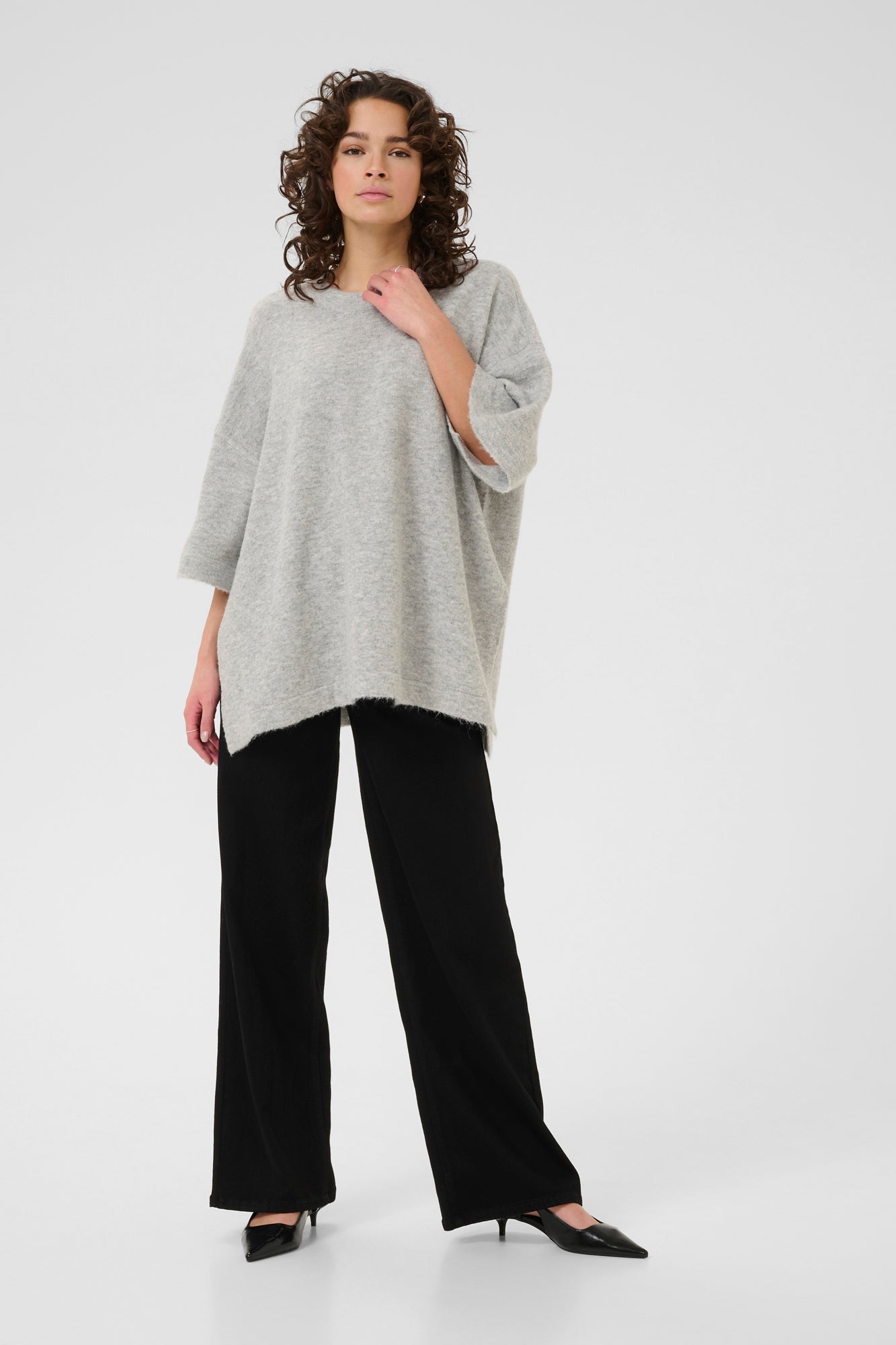 Chandail ample pour femme par Kaffe | 10510479 Mélangé Gris Clair | Boutique Vvög, vêtements mode pour homme et femme