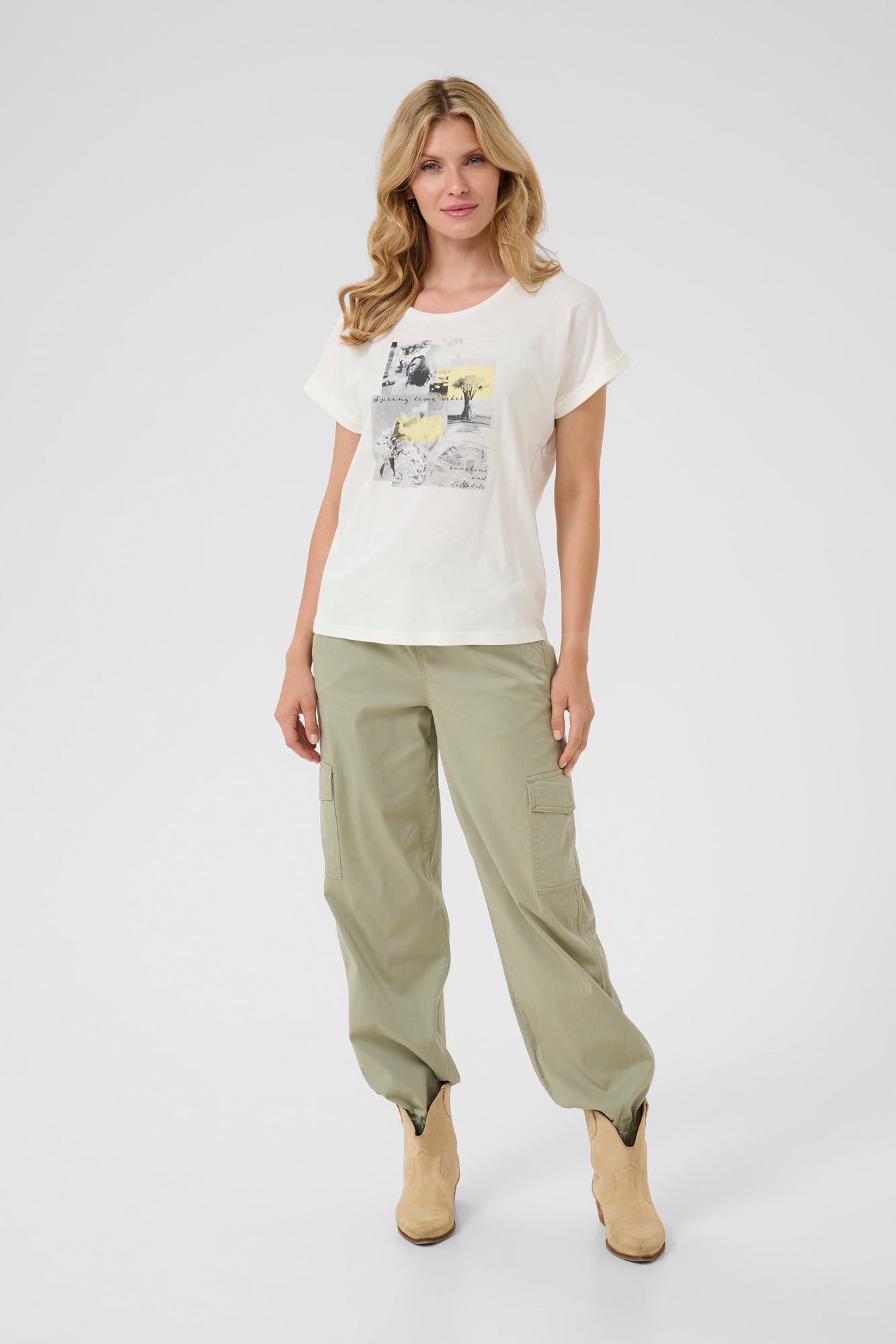 T-Shirt pour femme par Cream | 10613487 Gris Jaune | Boutique Vvög, vêtements mode pour homme et femme