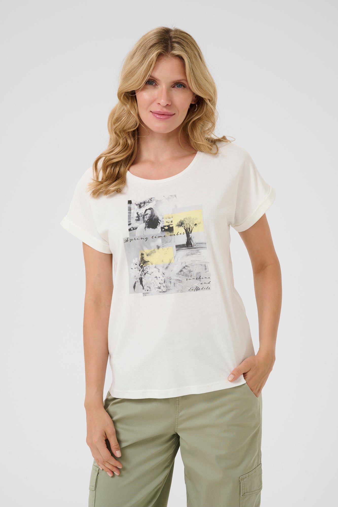 T-Shirt pour femme par Cream | 10613487 Gris Jaune | Boutique Vvög, vêtements mode pour homme et femme