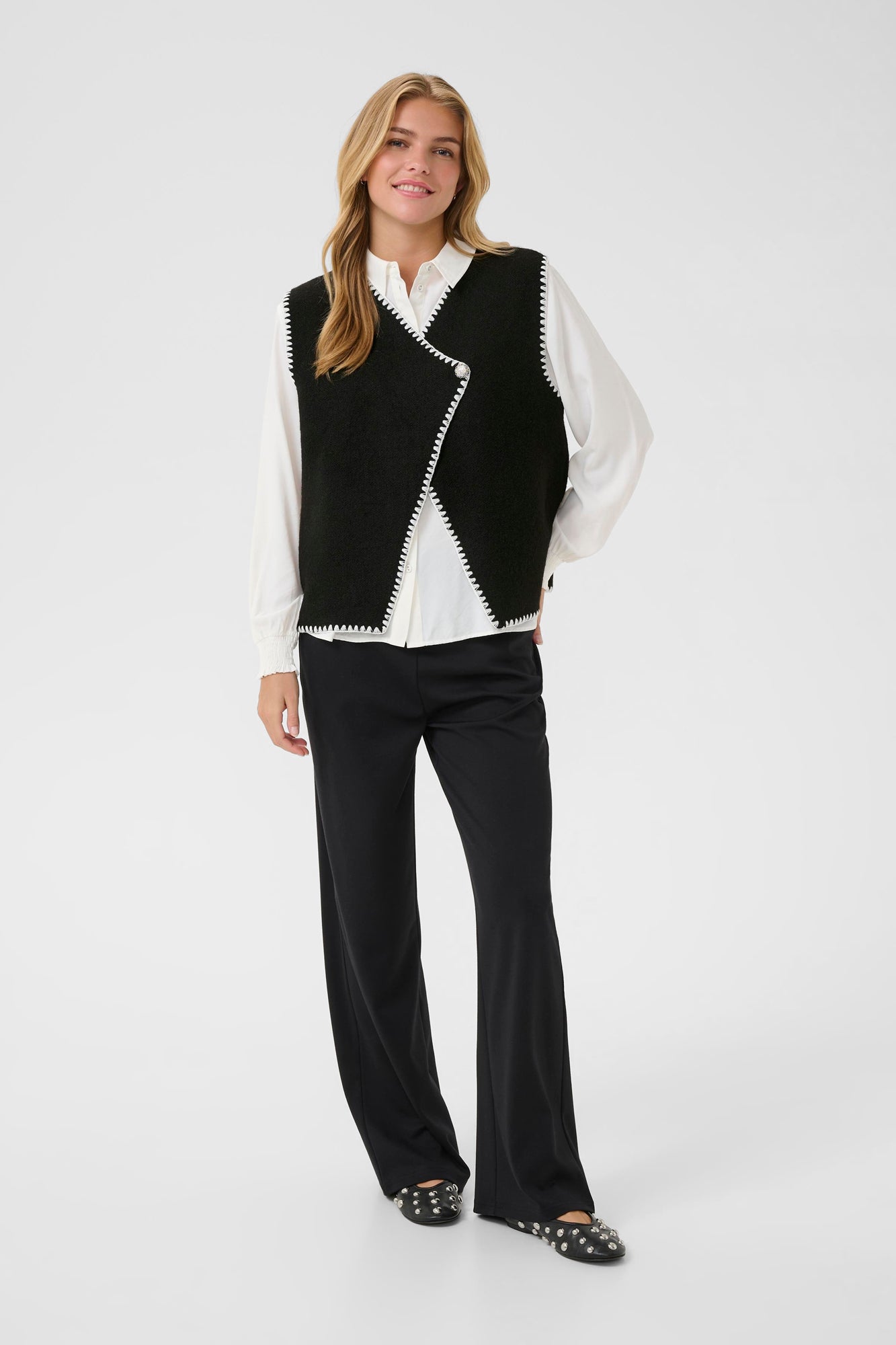 Veste sans manche et asymétrique pour femme par Cream | 10614304 Noir Absolu | Boutique Vvög, vêtements mode pour homme et femme