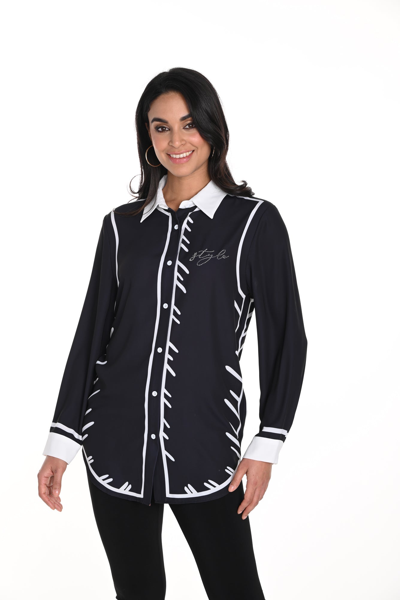 Blouse pour femme par Frank Lyman | 243455U Noir/Blanc Cassé | Boutique Vvög, vêtements mode pour homme et femme