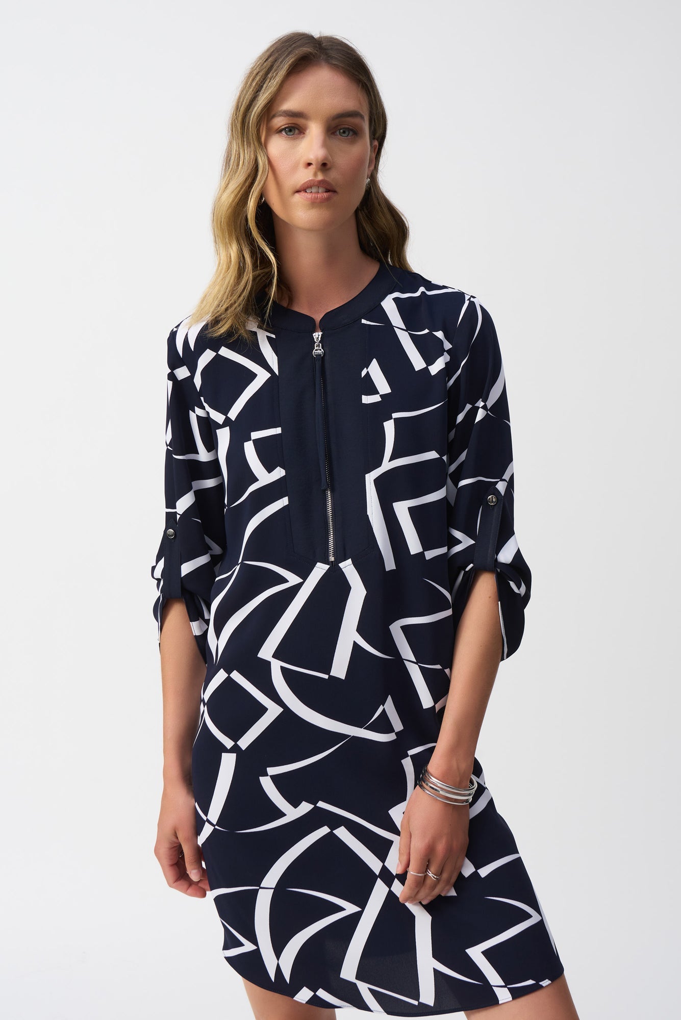 Robe pour femme par Joseph Ribkoff | 251143 2229-Midnight Blue/Vanilla | Boutique Vvög, vêtements mode pour homme et femme