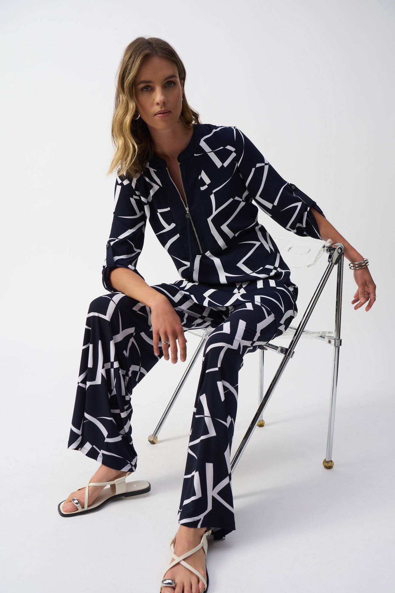 Robe pour femme par Joseph Ribkoff | 251143 2229-Midnight Blue/Vanilla | Boutique Vvög, vêtements mode pour homme et femme