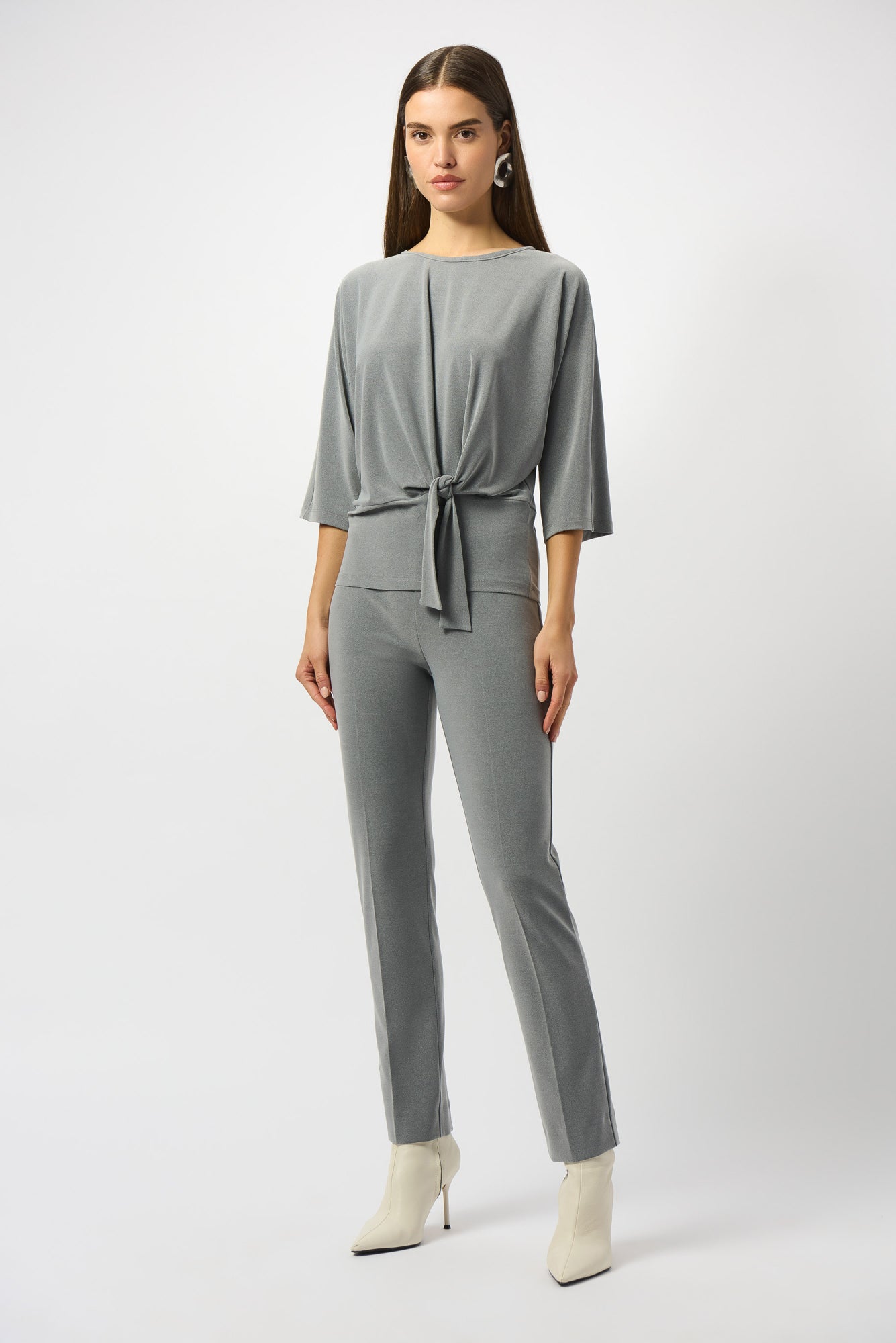 Chandail avec boucle pour femme par Joseph Ribkoff | 253304 Gris Melange | Boutique Vvög, vêtements mode pour homme et femme