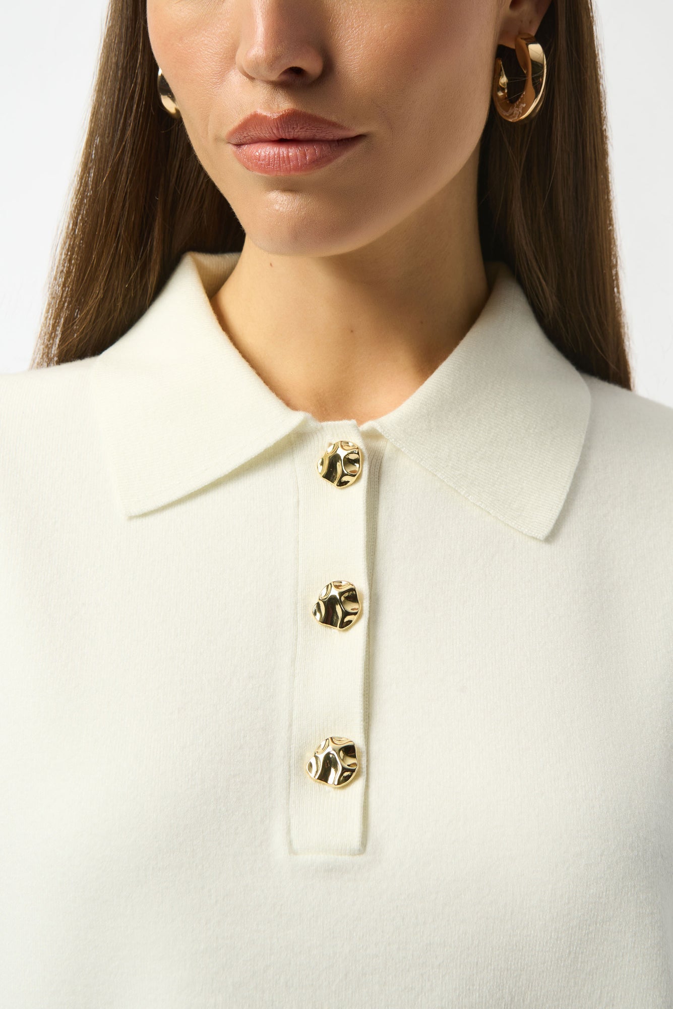 Polo manches 3/4 pour femme par Joseph Ribkoff | 253962 Blanc Hiver | Boutique Vvög, vêtements mode pour homme et femme
