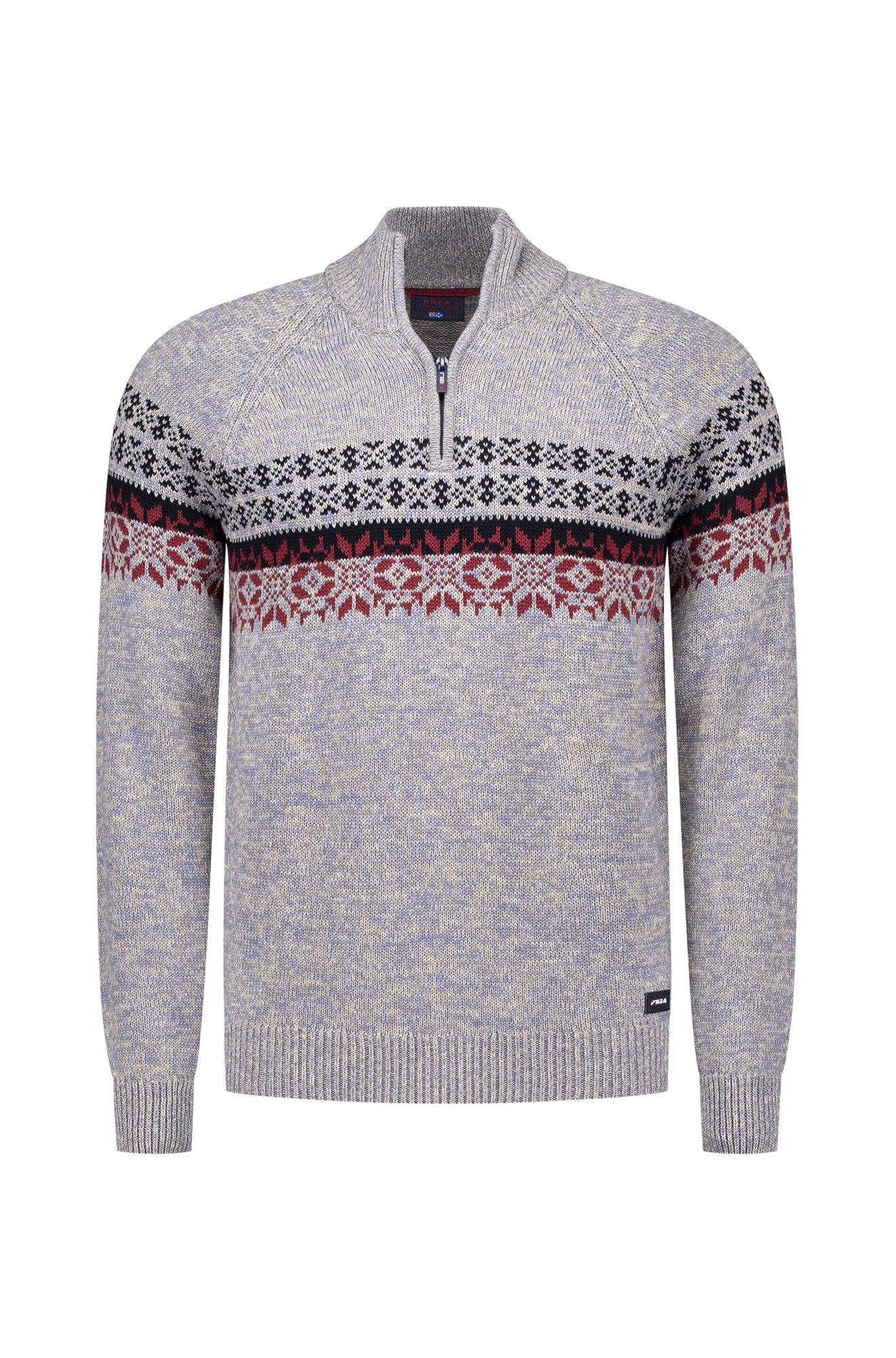 Tricot demi-zip pour homme par NZA | 25HN408 Bleu Clair Mélange | Boutique Vvög, vêtements mode pour homme et femme