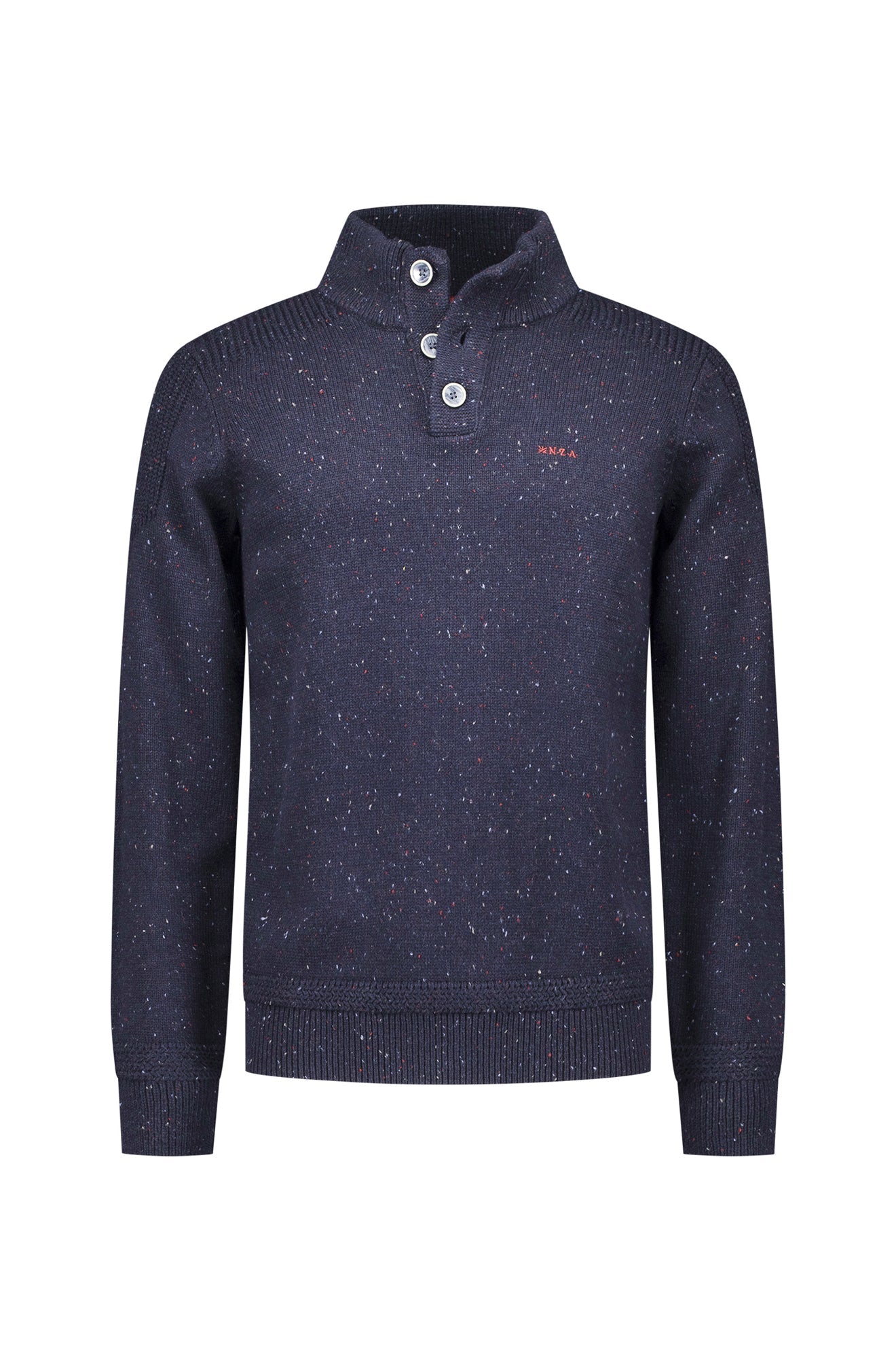 Chandail col boutonné pour homme par NZA | 25HN475 Marine Icône Mélange | Boutique Vvög, vêtements mode pour homme et femme