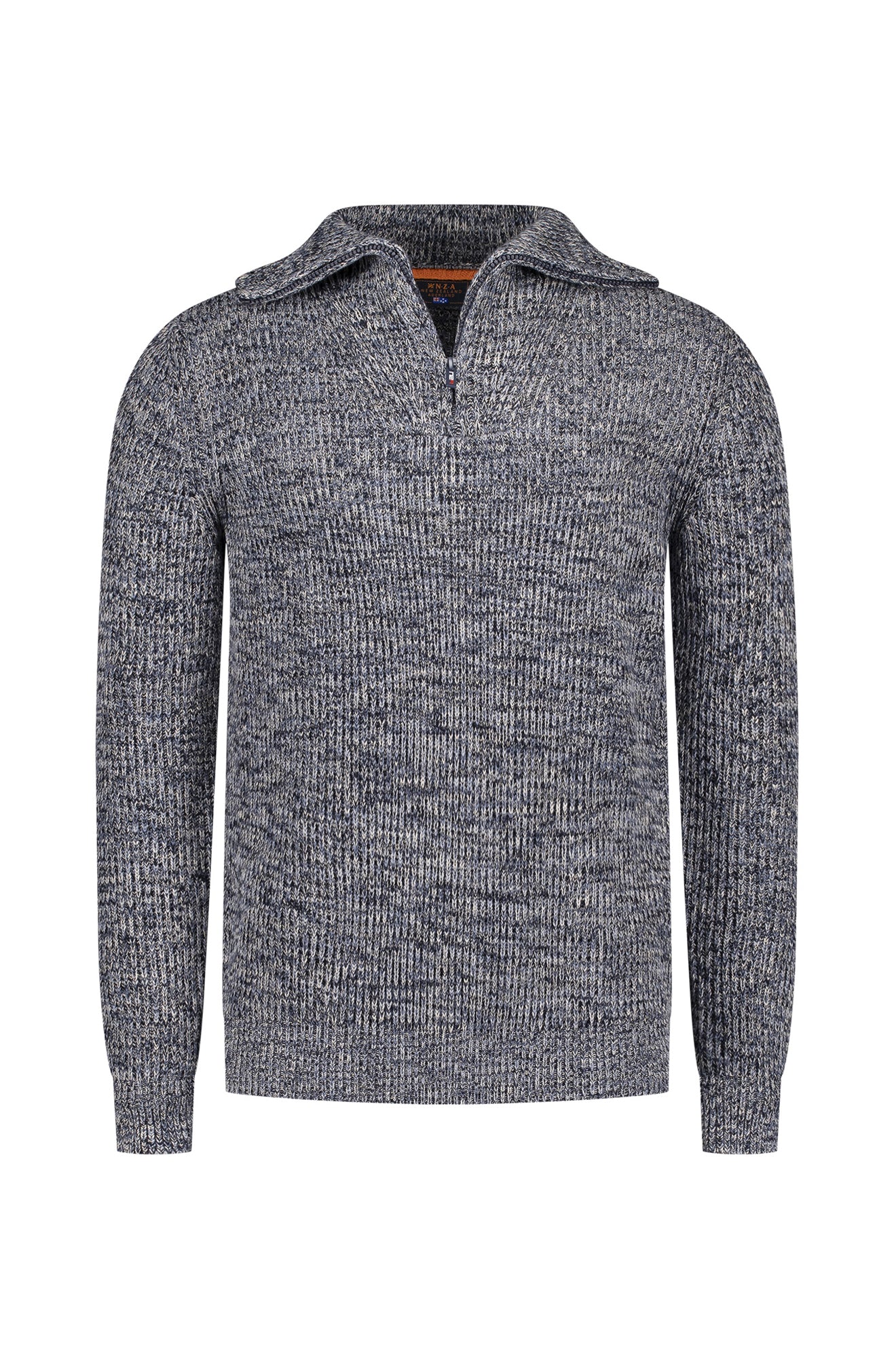 Tricot col officier pour homme par NZA | 25KN424 Mélange Bleu marine classique | Boutique Vvög, vêtements mode pour homme et femme