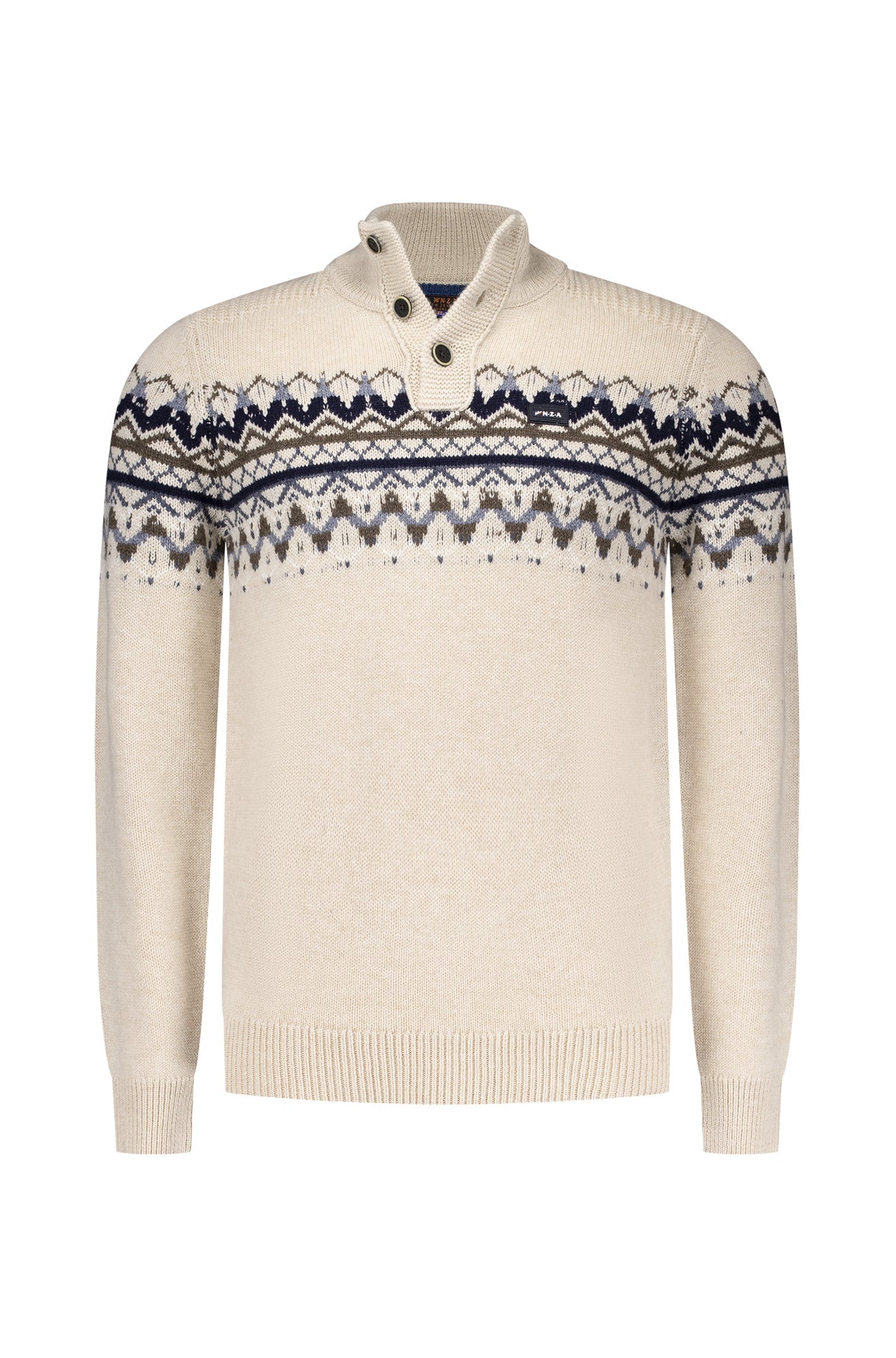 Chandail col boutonné pour homme par NZA | 25KN487 Mélange Écume de mer | Boutique Vvög, vêtements mode pour homme et femme