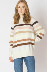 Chandail ample pour femme par Dex | 2627007 D Rayures Neutres | Boutique Vvög, vêtements mode pour homme et femme