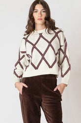 Chandail tricoté pour femme par Dex | 2627015 D Crème/Cacao | Boutique Vvög, vêtements mode pour homme et femme