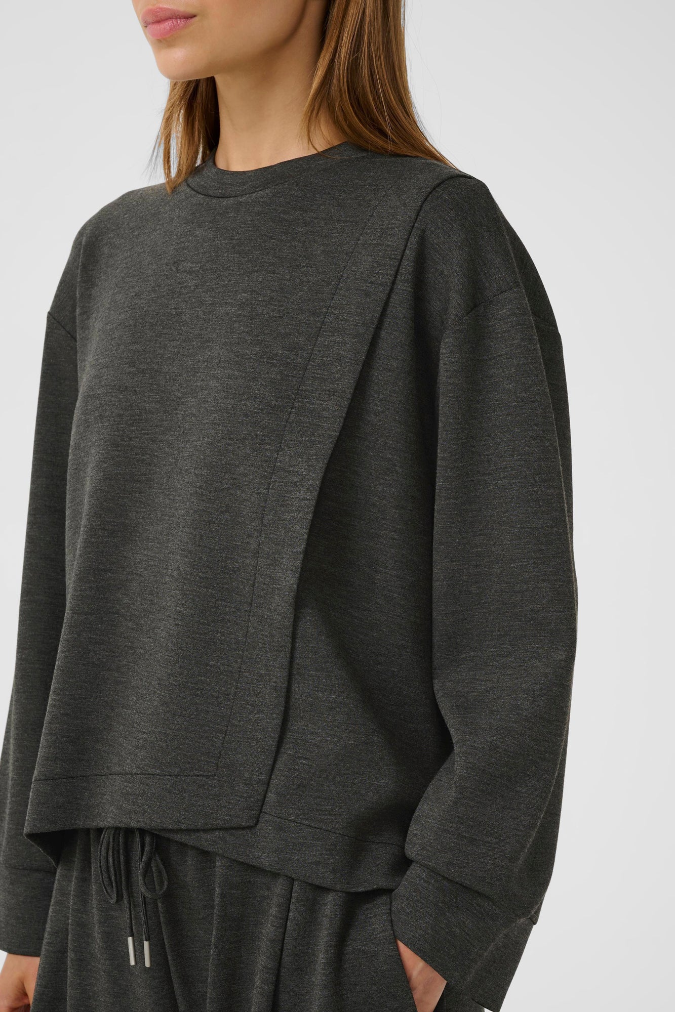 Chandail manches longues pour femme par InWear | 30111104 Gris Foncé Mélangé | Boutique Vvög, vêtements mode pour homme et femme