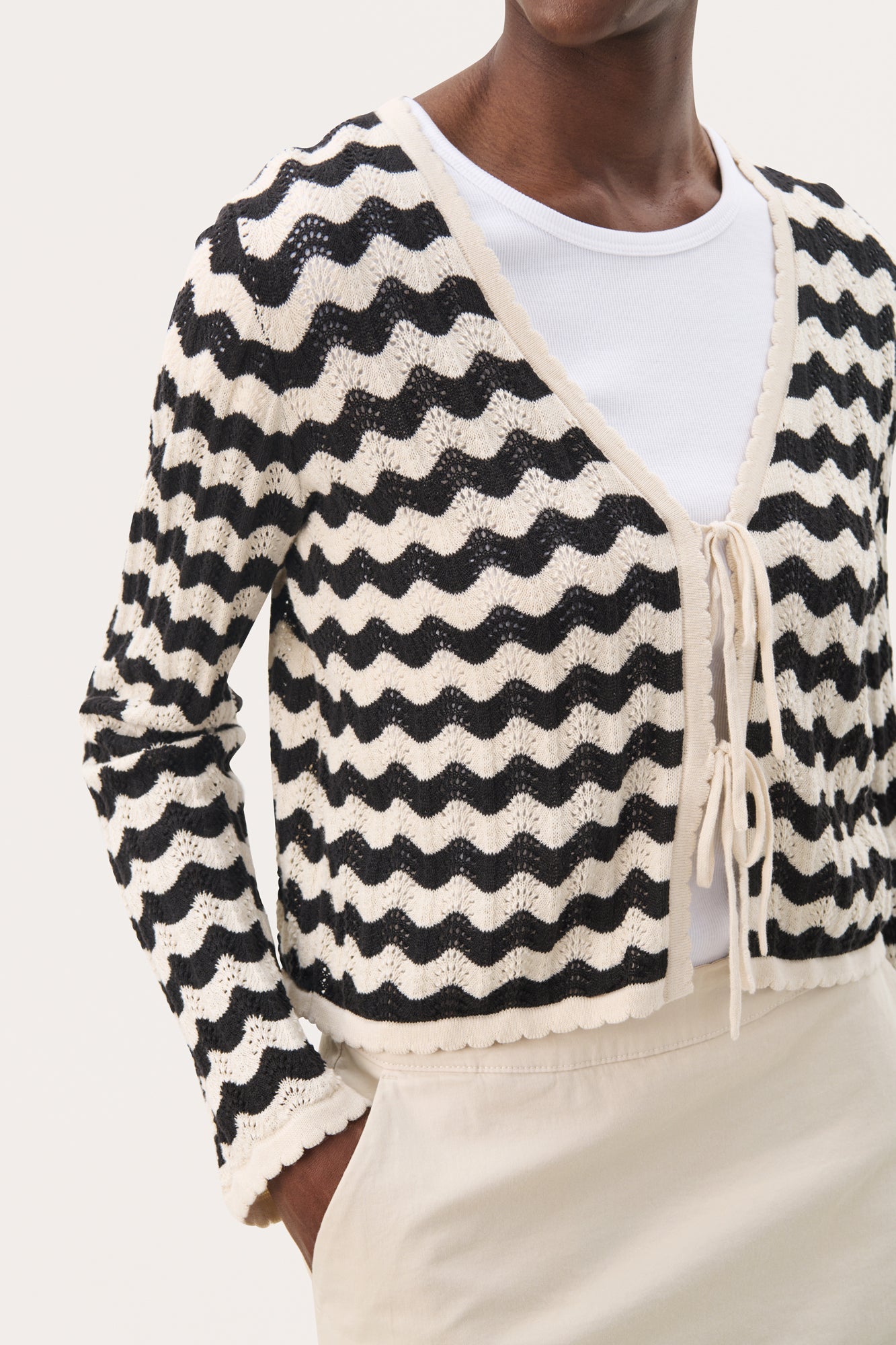 Cardigan pour femme par Part Two | 30309679 Eggnog/Noir | Boutique Vvög, vêtements mode pour homme et femme