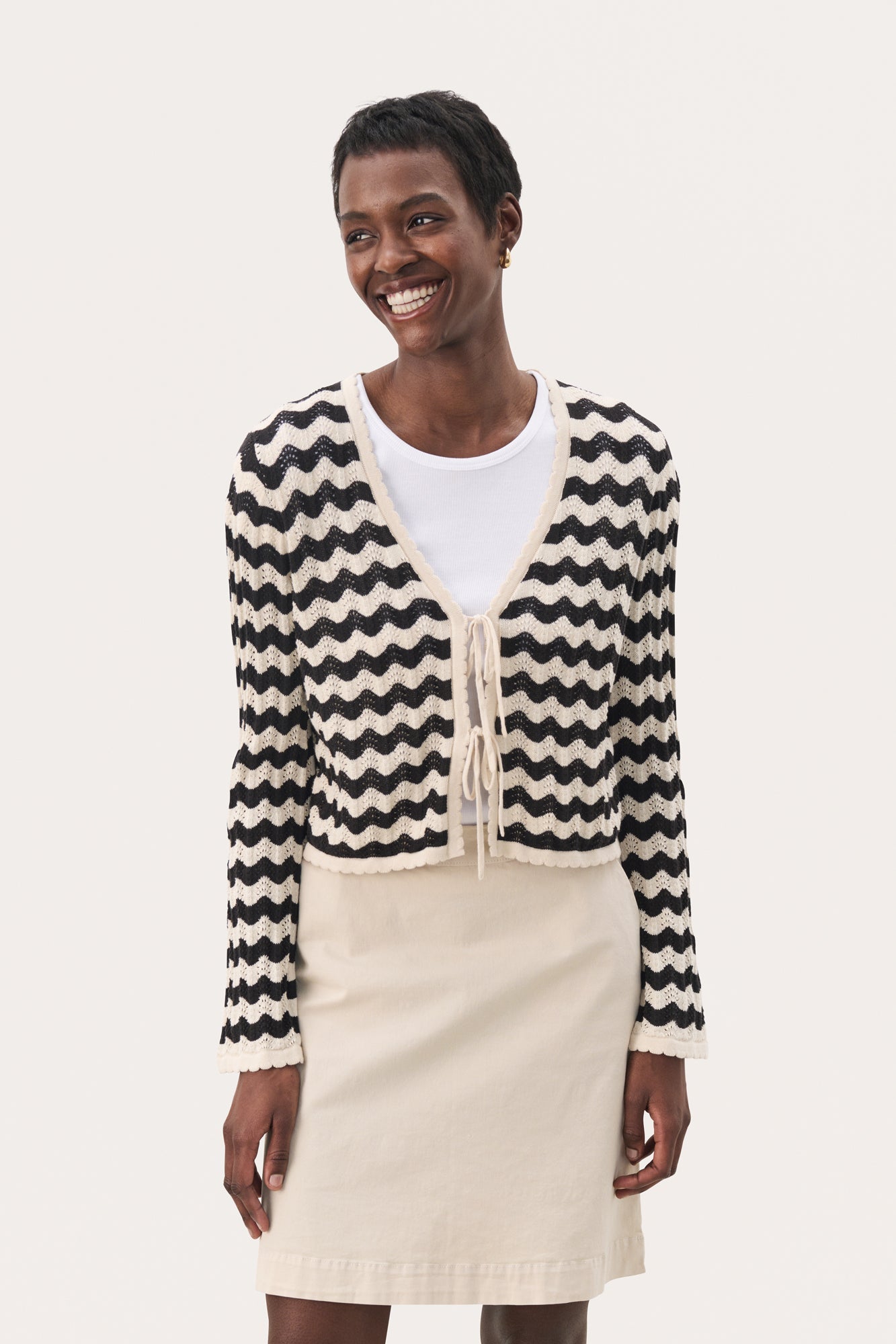 Cardigan pour femme par Part Two | 30309679 Eggnog/Noir | Boutique Vvög, vêtements mode pour homme et femme