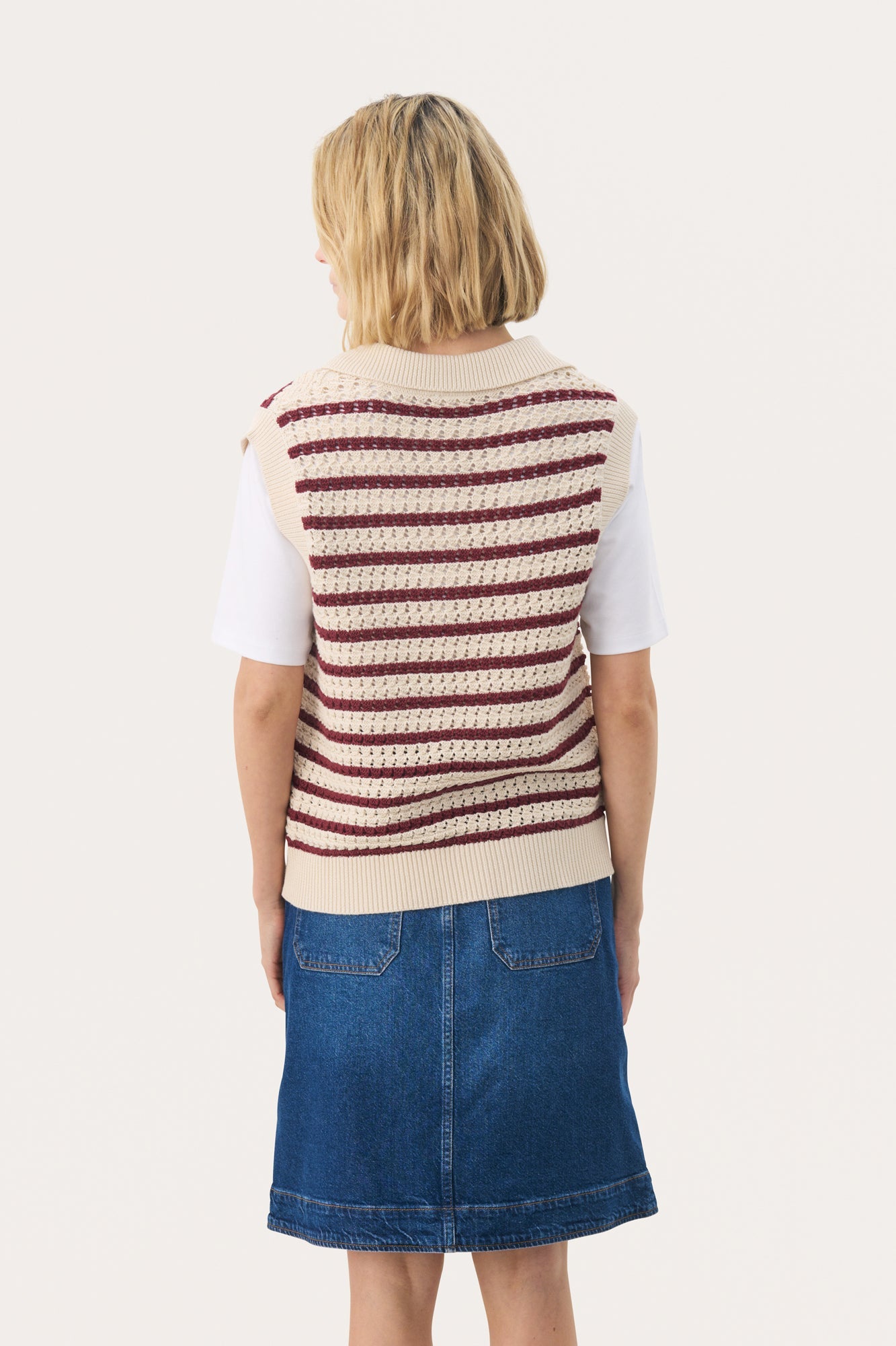 Blouson sans manche pour femme par Part Two | 30309704 Rayures Porto Tawny | Boutique Vvög, vêtements mode pour homme et femme