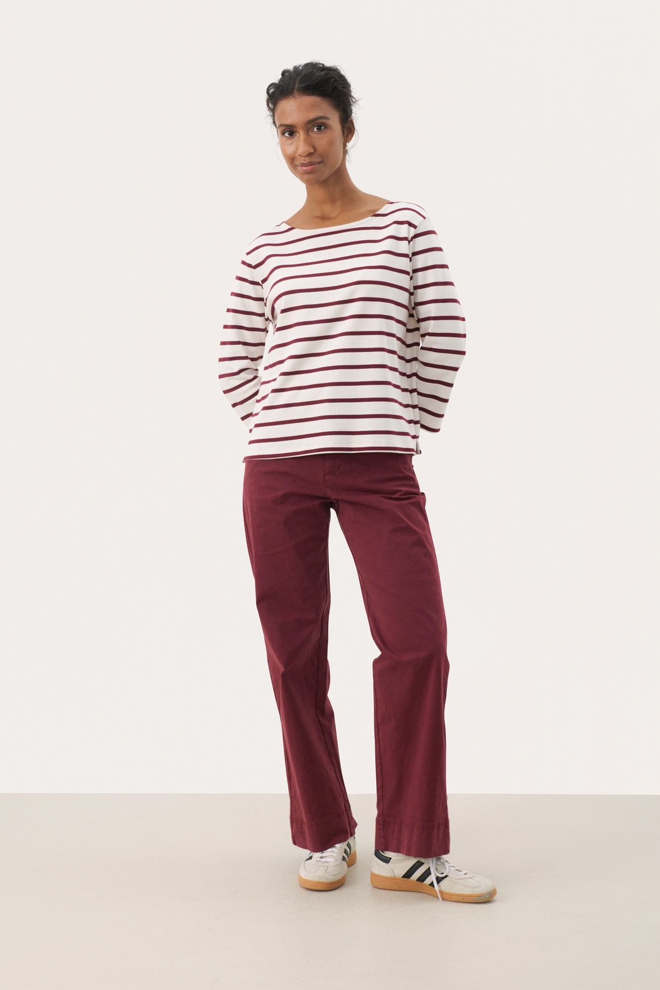 Chandail manches longues pour femme par Part Two | 30309864 Rayures Porto Tawny | Boutique Vvög, vêtements mode pour homme et femme