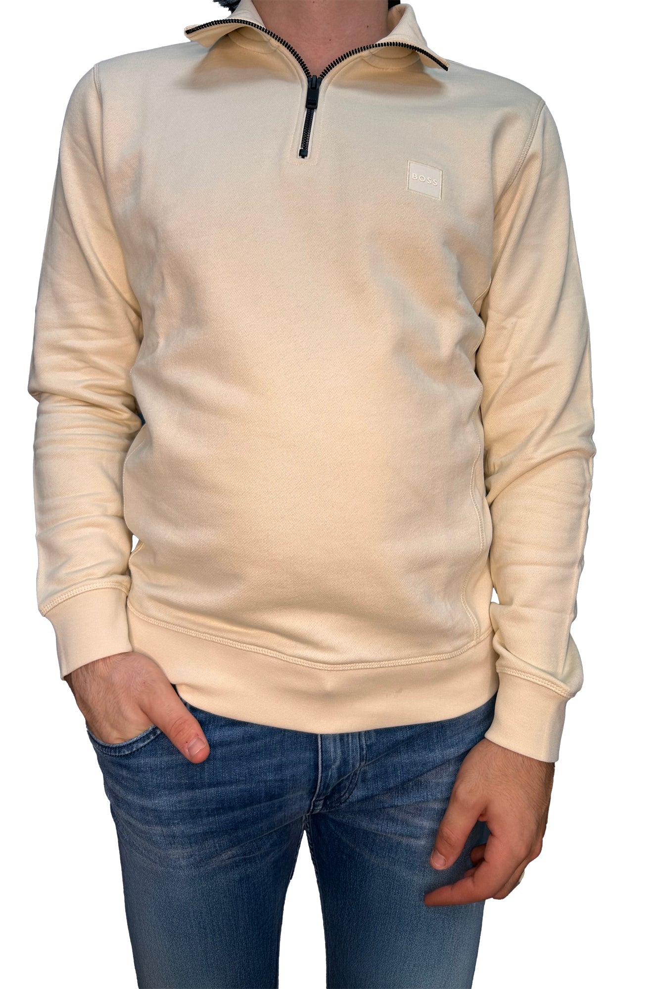 Chandail manches longues avec zip pour homme par HUGO BOSS | 50468926 Jaune Ouvert | Boutique Vvög, vêtements mode pour homme et femme