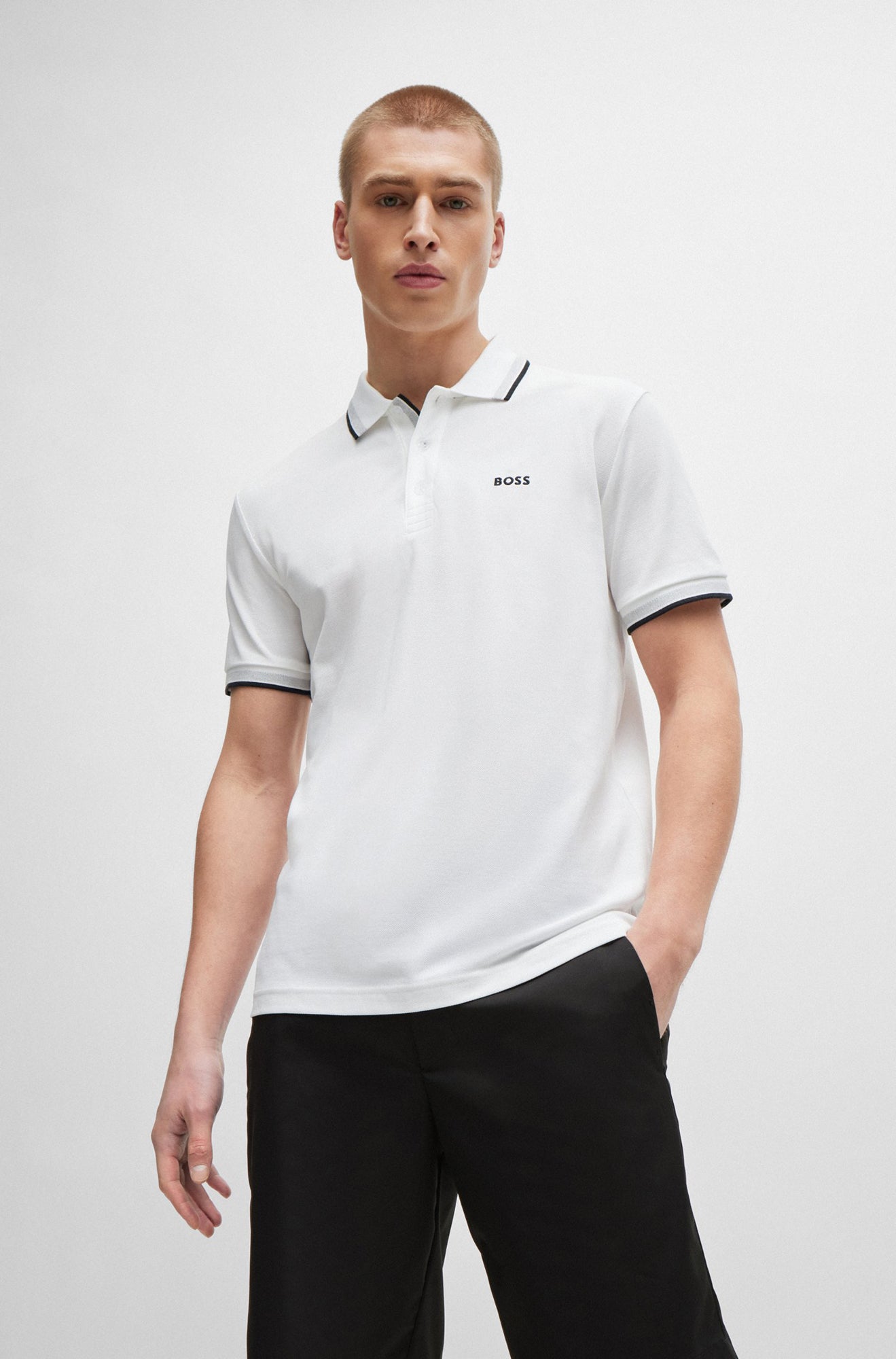 Men's sport polo by HUGO BOSS 50469055 White Boutique Vvög