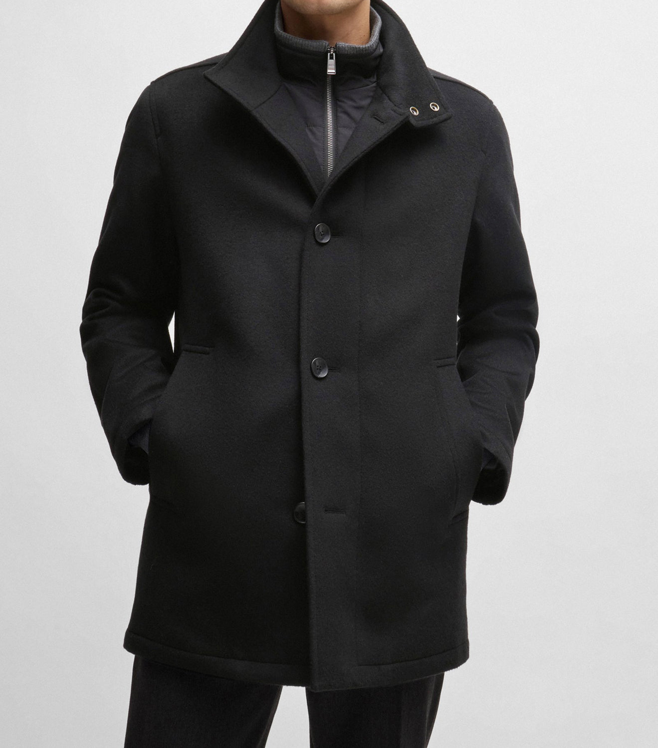 Men s overcoat by HUGO BOSS 50525750 Black Boutique Vvog fashion clothing for men and women