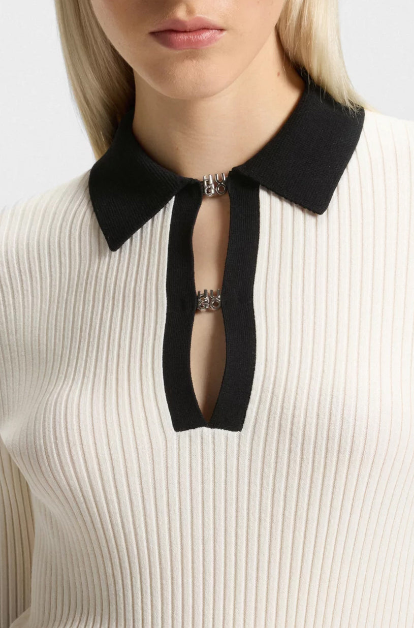 Chandail à col ouvert pour femme par HUGO BOSS | 50542608 Blanc Ouvert | Boutique Vvög, vêtements mode pour homme et femme