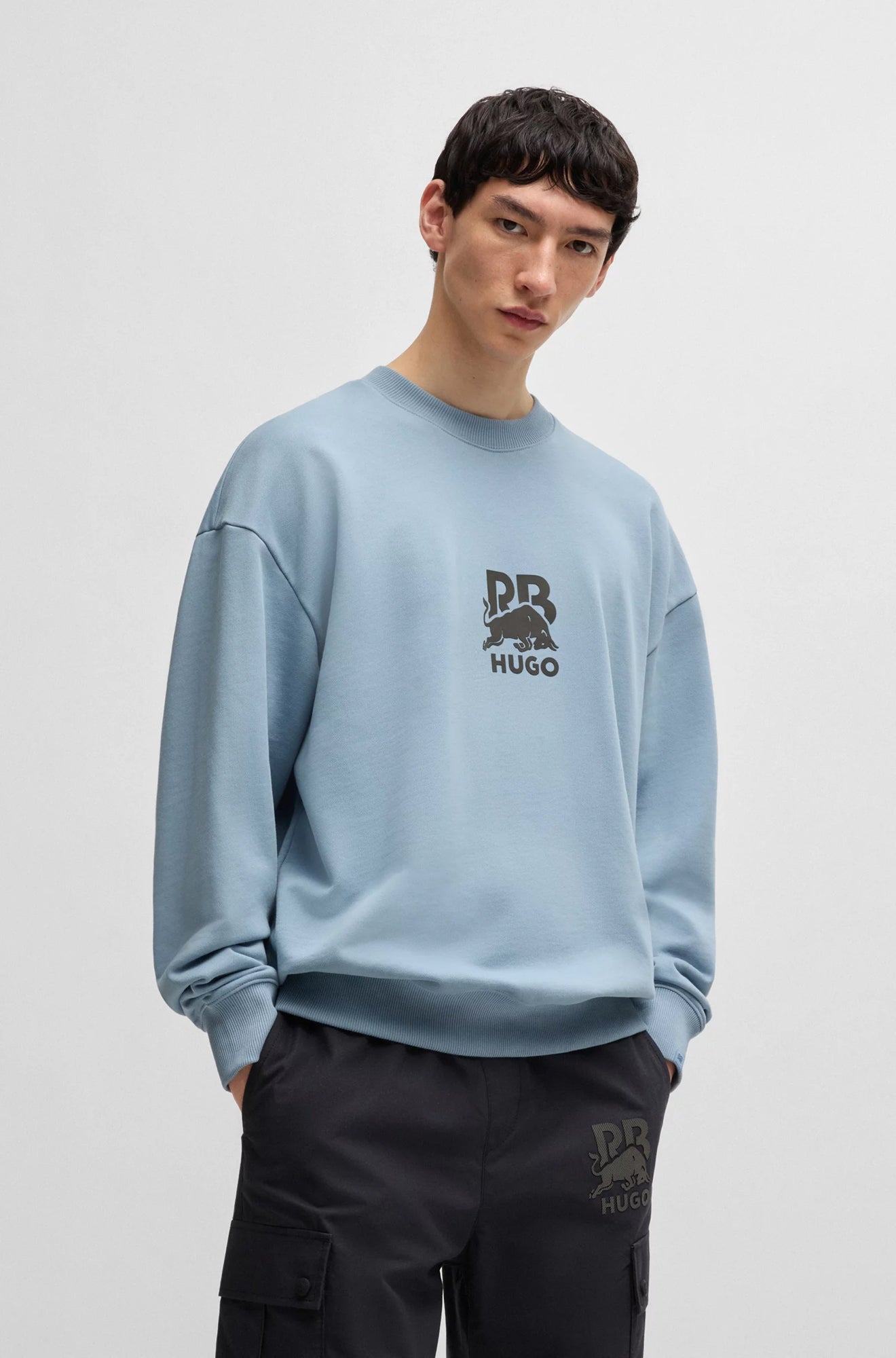Chandail manches longues pour homme par HUGO BOSS | 50542806 Bleu Moyen | Boutique Vvög