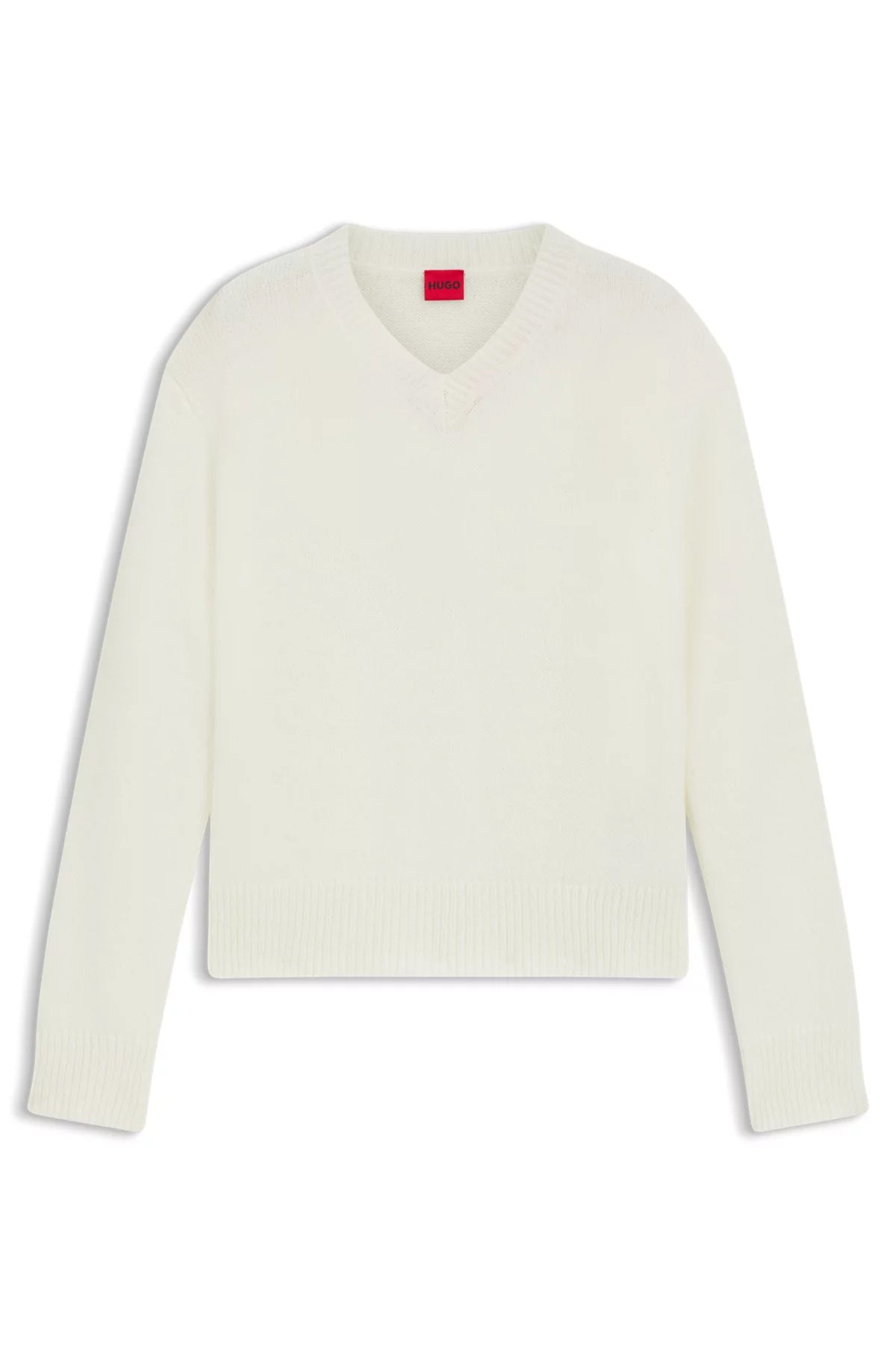 Chandail col V pour femme par HUGO BOSS | 50545092 Ouvert Blanc | Boutique Vvög, vêtements mode pour homme et femme