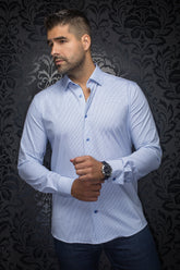 Knit long sleeve shirt for men by Au Noir | ALEXANDER STAR Blue | Boutique Vvög, complete inventory of the Au Noir brand