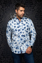 Chemise manches longues en coton extensible pour homme par Au Noir | AMARO Bleu Pâle | Boutique Vvög, inventaire complet de la marque Au Noir