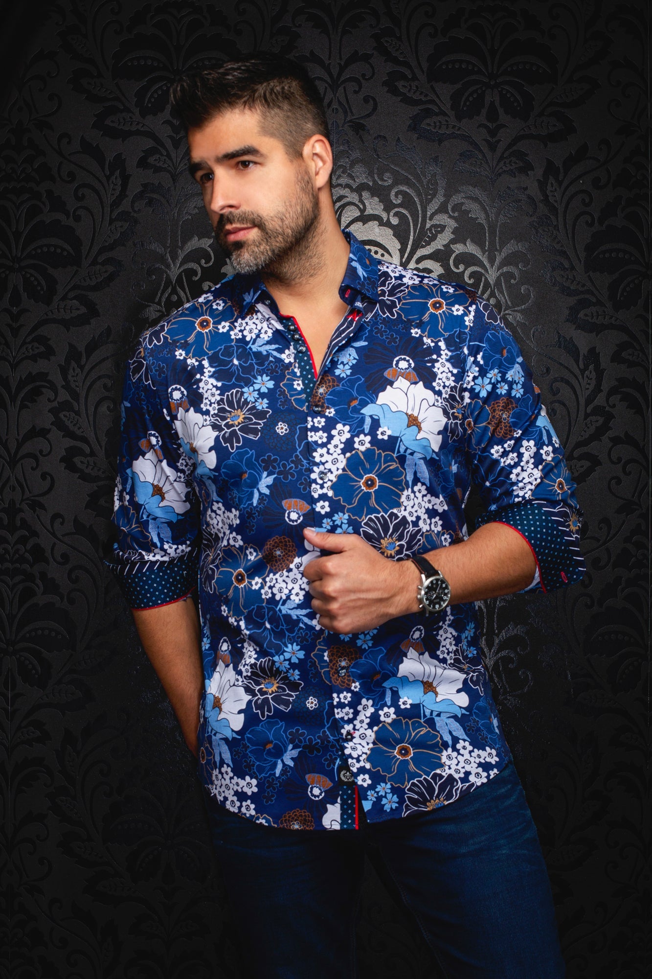 Chemise manches longues en Knit pour homme par Au Noir | AMBROSIA Marine | Boutique Vvög, inventaire complet de la marque Au Noir