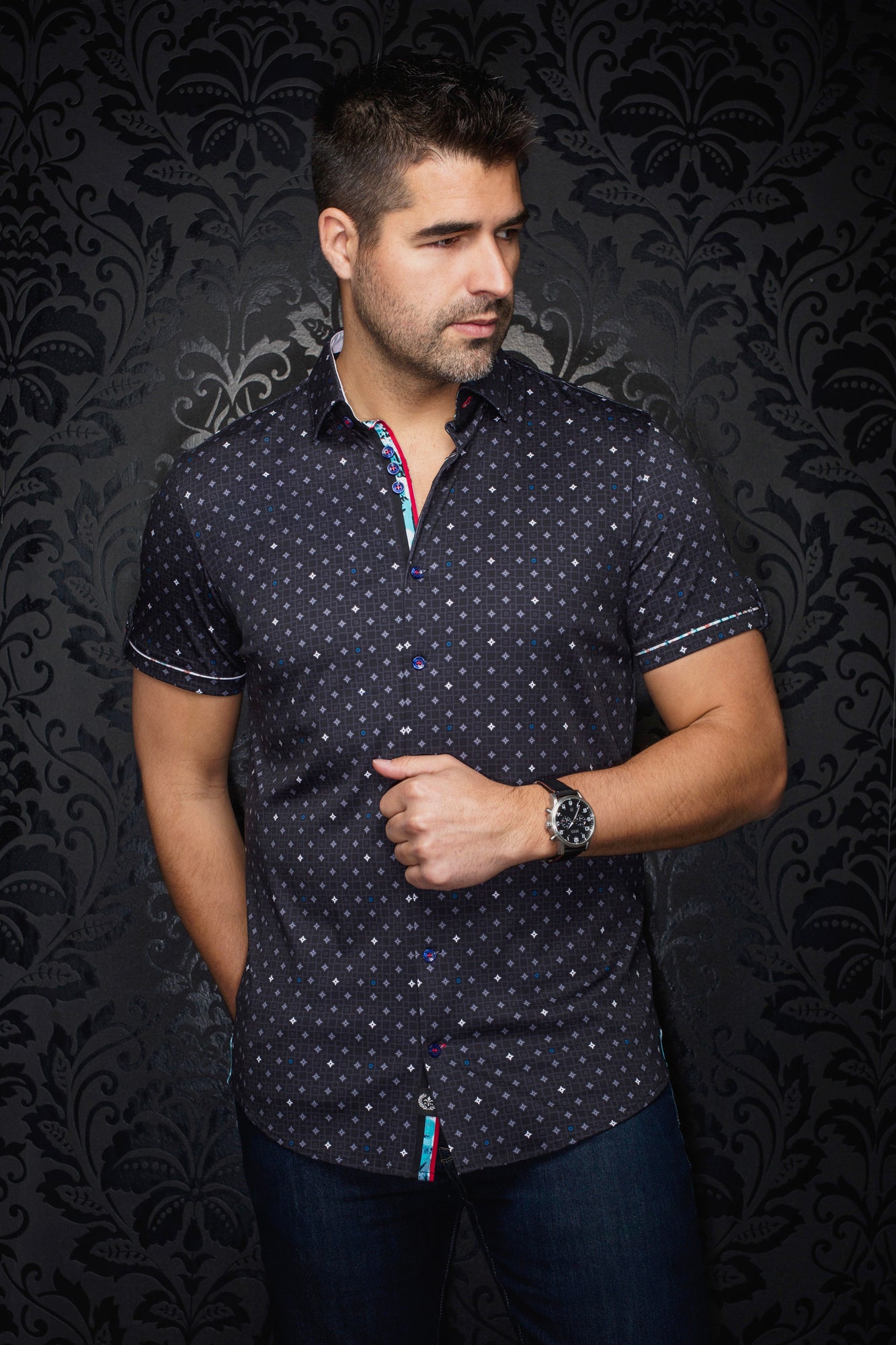 Chemise manches courtes en Knit pour homme par Au Noir | APOLLO(SS) Noir | Boutique Vvög, inventaire complet de la marque Au Noir