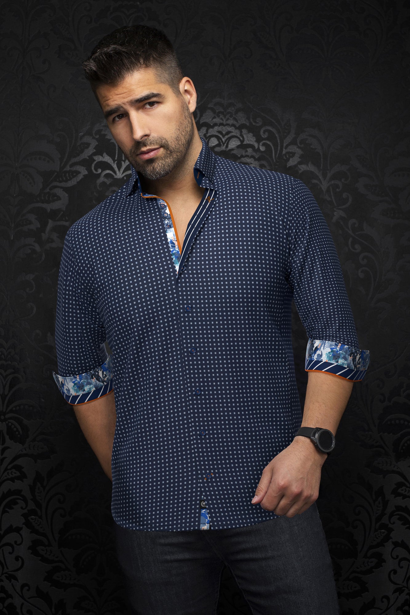 Chemise manches longues pour homme par Au Noir | ARLO Marine | Boutique Vvög, inventaire complet de la marque Au Noir