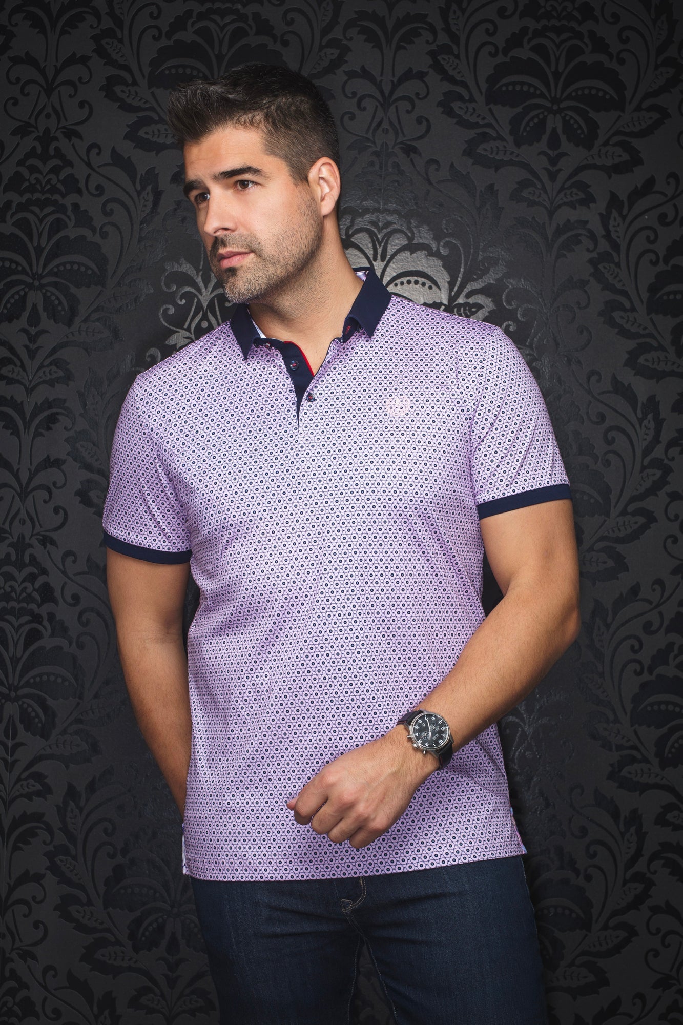 Polo pour homme par Au Noir | ASHER Rose | Boutique Vvög, inventaire complet de la marque Au Noir