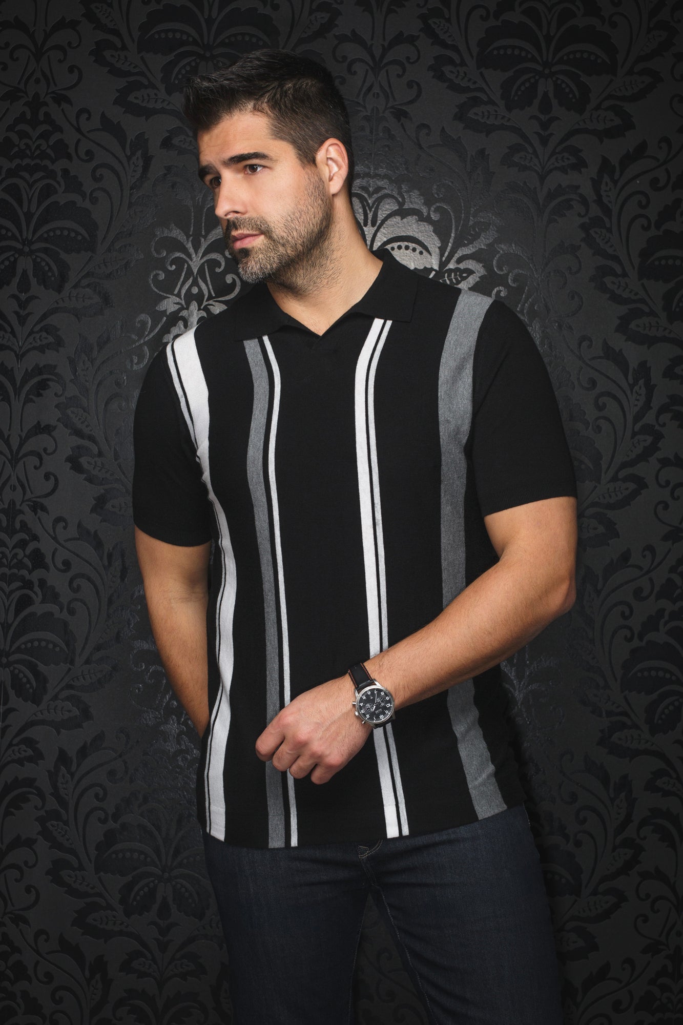 Polo en laine mérino pour homme par Au Noir | AVERY Noir | Boutique Vvög, inventaire complet de la marque Au Noir