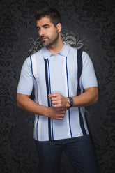 Polo en laine mérino pour homme par Au Noir | AVERY Bleu Clair | Boutique Vvög, inventaire complet de la marque Au Noir