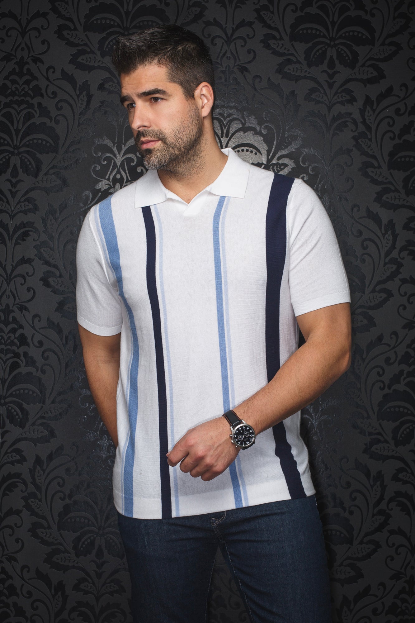 Polo en laine mérino pour homme par Au Noir | AVERY Blanc | Boutique Vvög, inventaire complet de la marque Au Noir