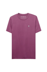 Vue de face d’un T-Shirt mauve violet à col rond, manches courtes et petit logo poitrine pour homme par Psycho Bunny