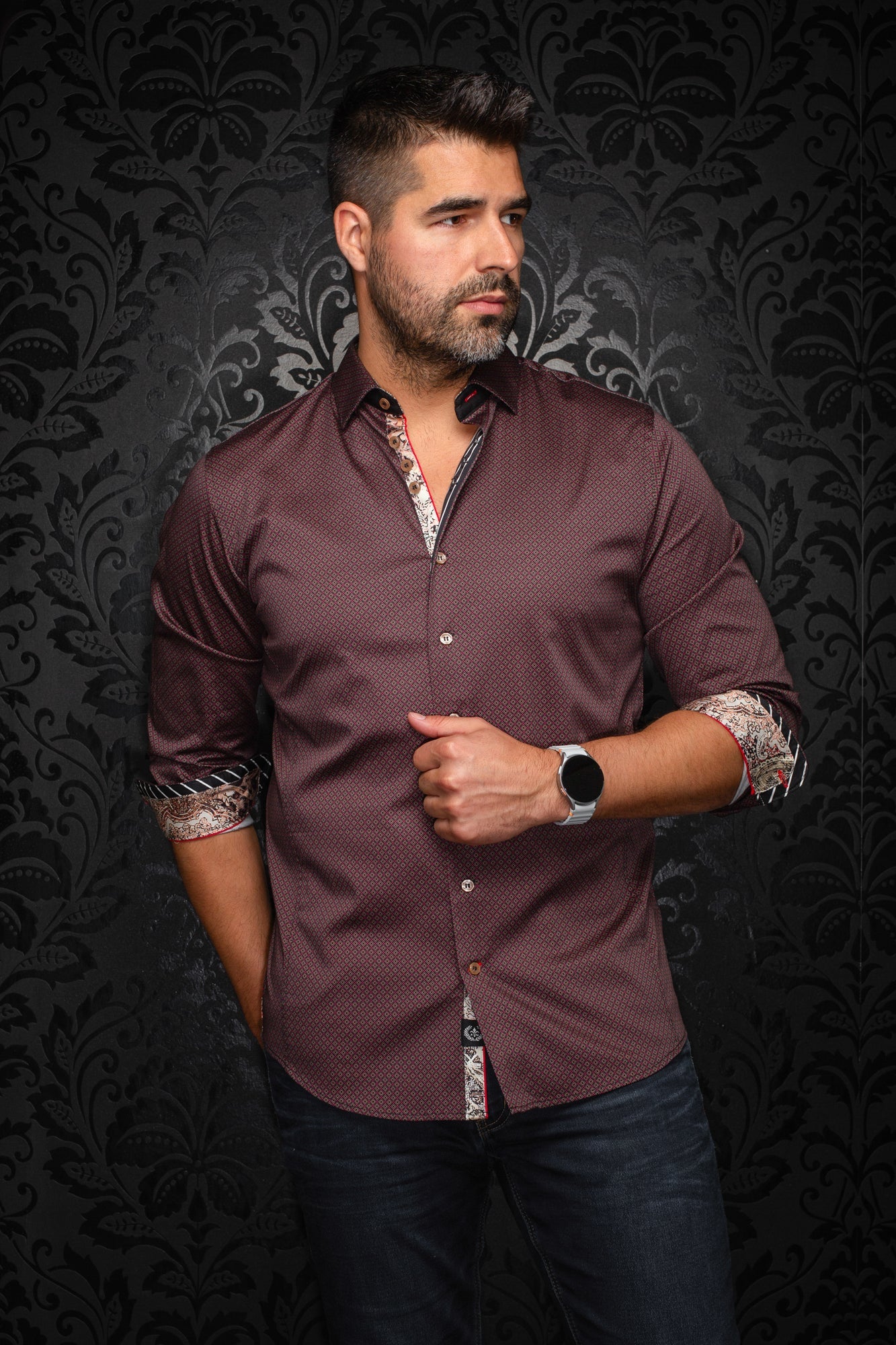 Chemise manches longues pour homme par Au Noir | BANGALORE Cabernet Tabac | Boutique Vvög, inventaire complet de la marque Au Noir