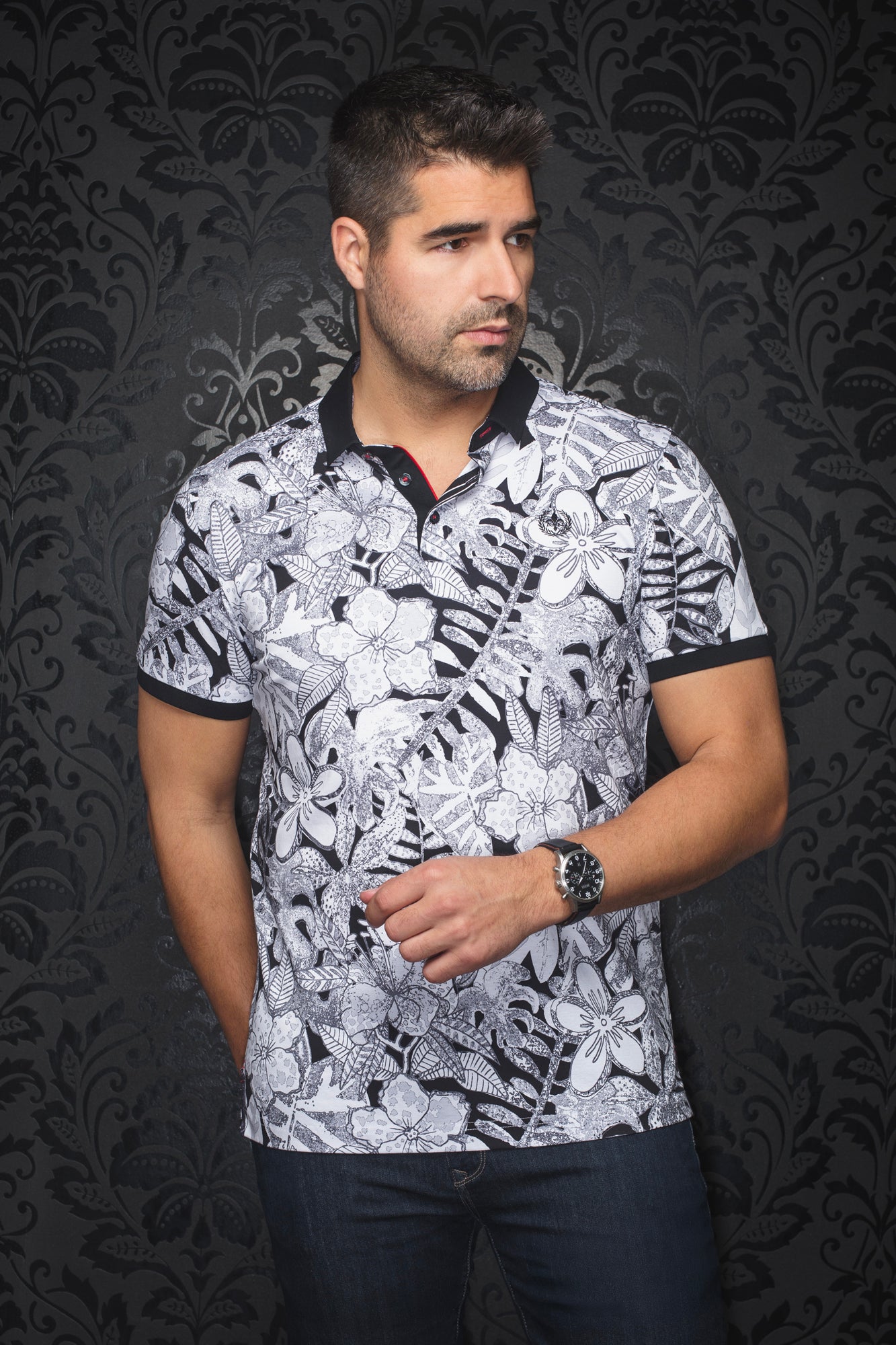 Polo pour homme par Au Noir | BENNETT Noir Blanc | Boutique Vvög, inventaire complet de la marque Au Noir