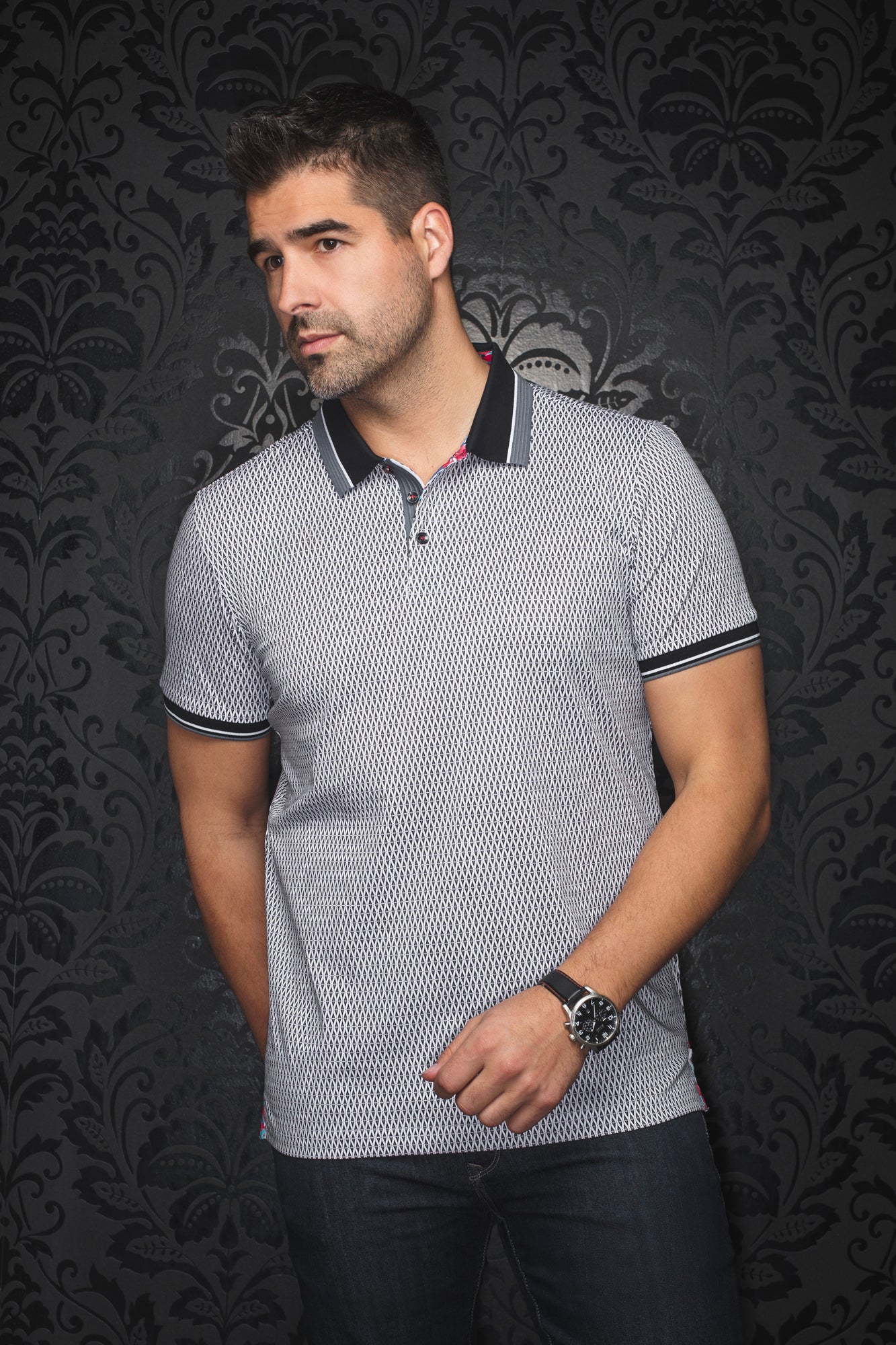 Polo pour homme par Au Noir | BENZ Blanc Noir | Boutique Vvög, inventaire complet de la marque Au Noir