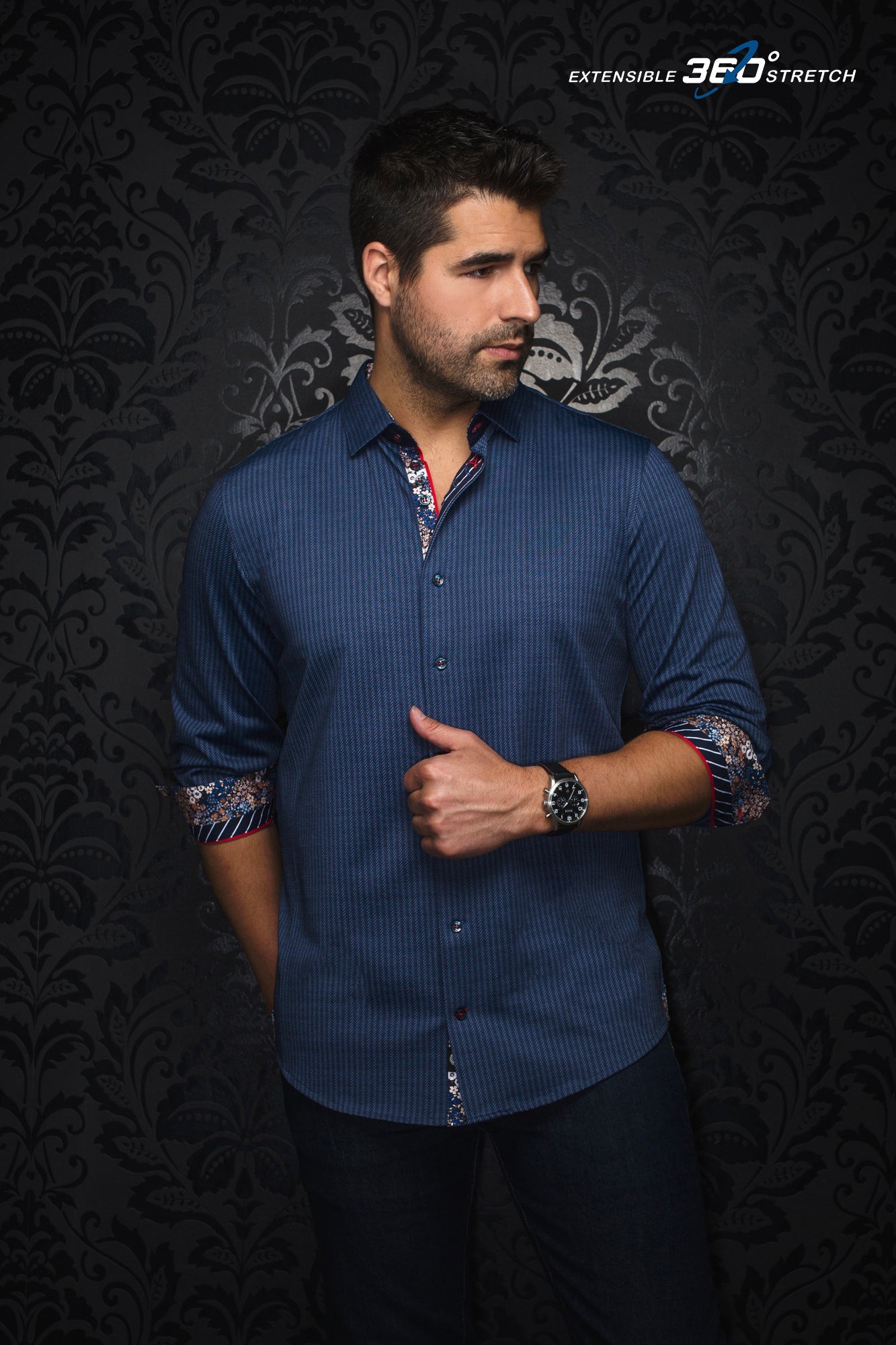 Chemise manches longues en Knit pour homme par Au Noir | BERNADO Bleu | Boutique Vvög, inventaire complet de la marque Au Noir