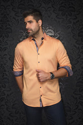 Knit long sleeve shirt for men by Au Noir | BERNADO Orange | Boutique Vvög, complete inventory of the Au Noir brand