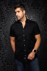 Chemise manches courtes en Knit extensible pour homme par Au Noir | BRAHEA (SS) Noir | Boutique Vvög, inventaire complet de la marque Au Noir