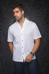 Chemise manches courtes en nylon à col plat pour homme par Au Noir | BRAHEA-T Blanc | Boutique Vvög, inventaire complet de la marque Au Noir