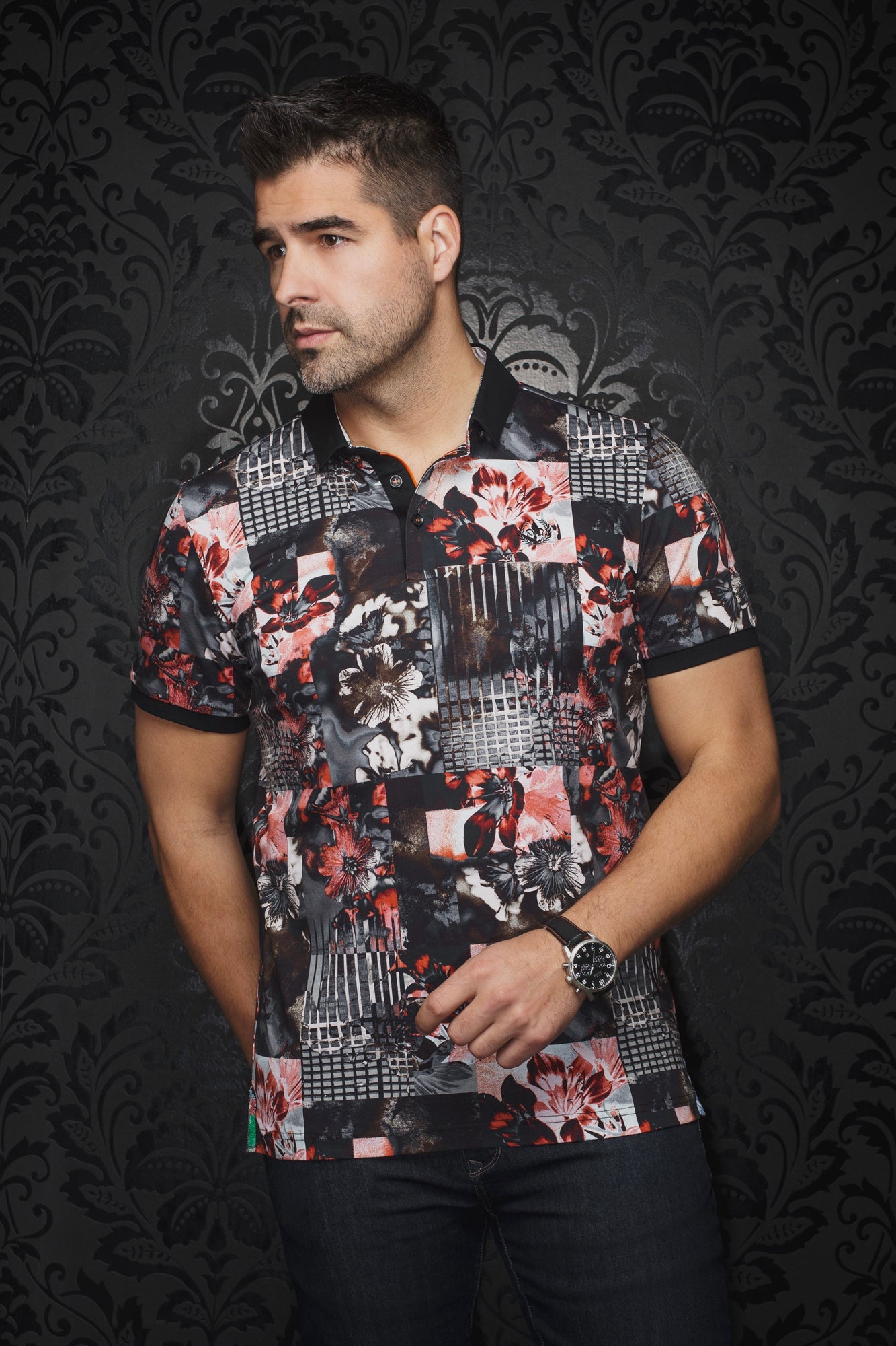 Polo pour homme par Au Noir | BRANDT Gris | Boutique Vvög, inventaire complet de la marque Au Noir