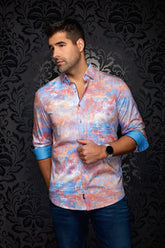 Chemise manches longues en Knit extensible pour homme par Au Noir | BREEZE Orange | Boutique Vvög, inventaire complet de la marque Au Noir
