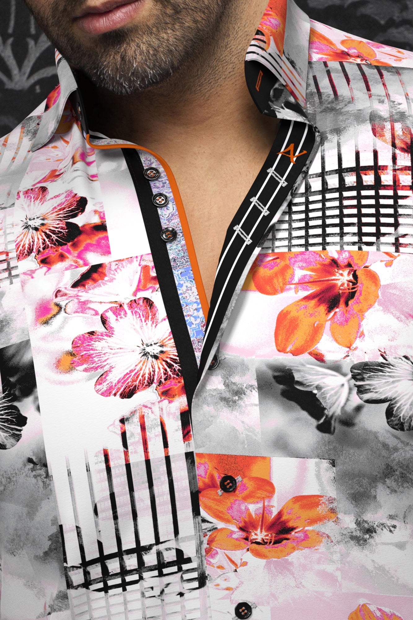 Chemise manches longues pour homme par Au Noir | BRENTANO Orange Rose | Boutique Vvög, inventaire complet de la marque Au Noir