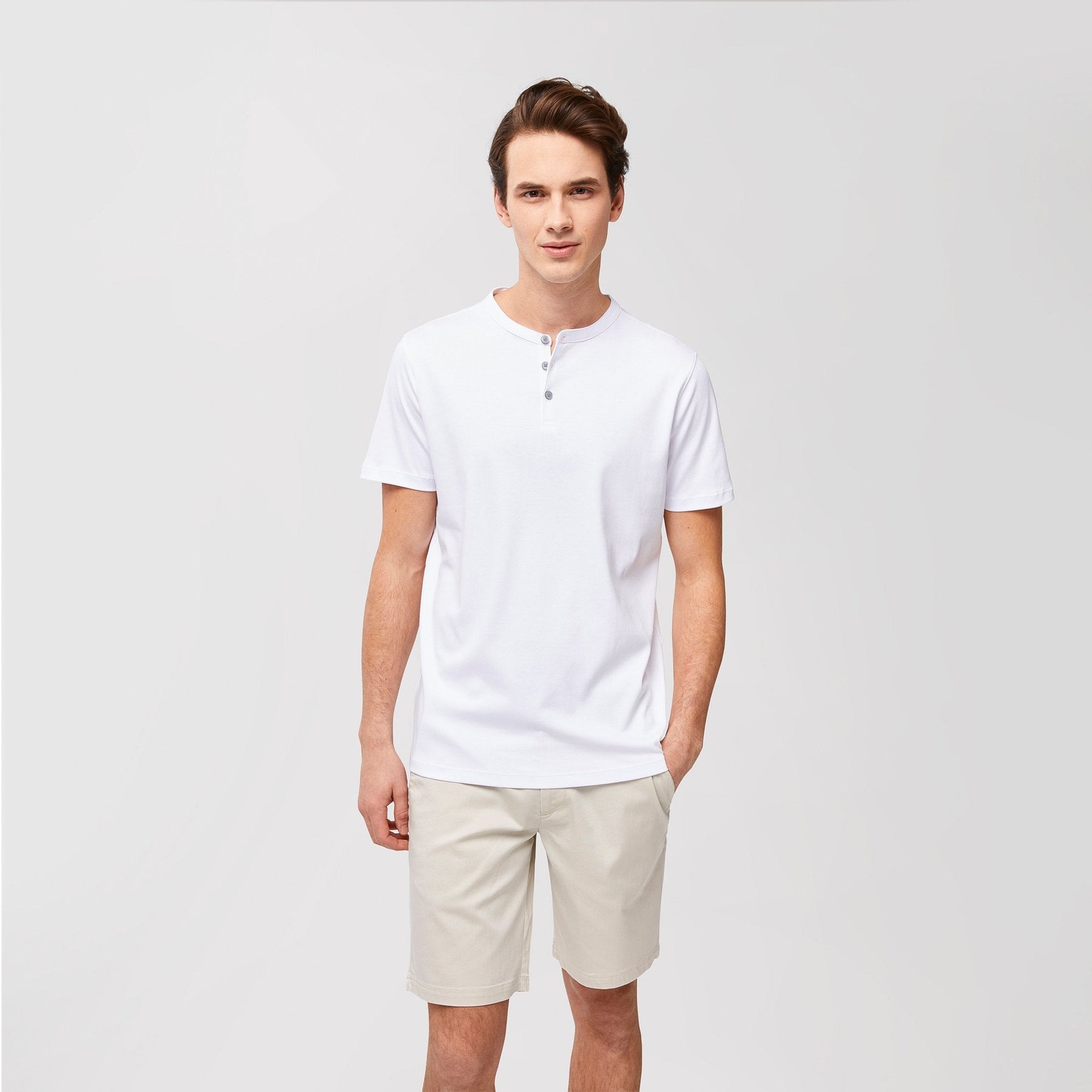 Chandail manches courtes henley pour homme par Robert Barakett | Georgia RB01173 Blanc | Boutique Vvög, vêtements mode pour homme & femmes